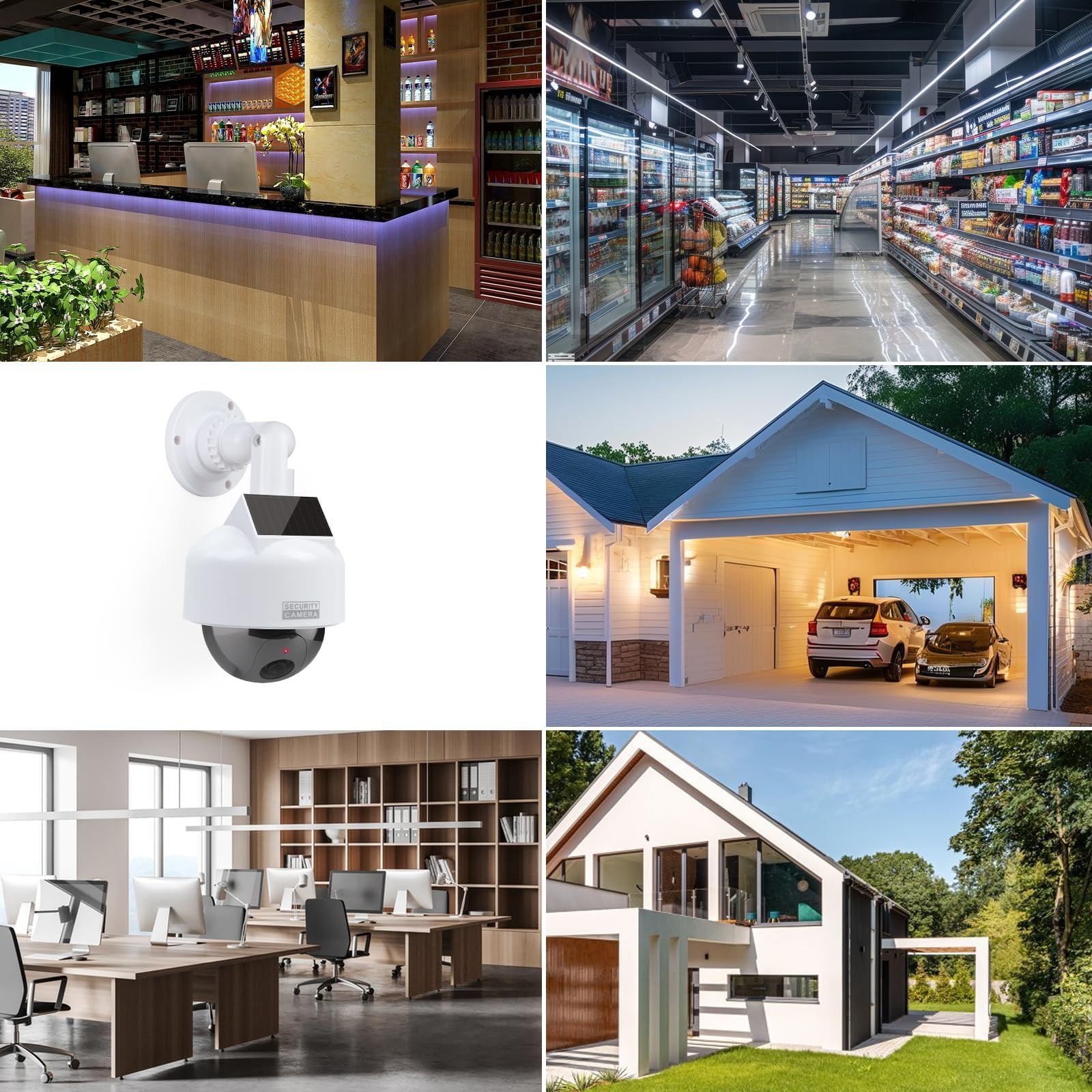 ERWEY Caméra Solaire factice factice avec Objectif - Caméra de Surveillance factice - pour l'intérieur et l'extérieur