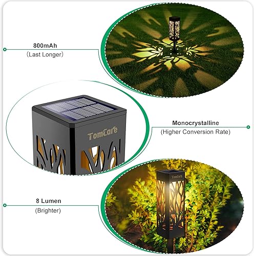 Miniatura 2 de TomCare Luces solares para exteriores, mejoradas, brillantes, luces solares para camino, tamaño más grande, decorativas, impermeables, alimentadas