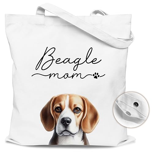 Dog Mom Canvas Tote Bag with Magnetic Buckle-Dog Lovers Gifts