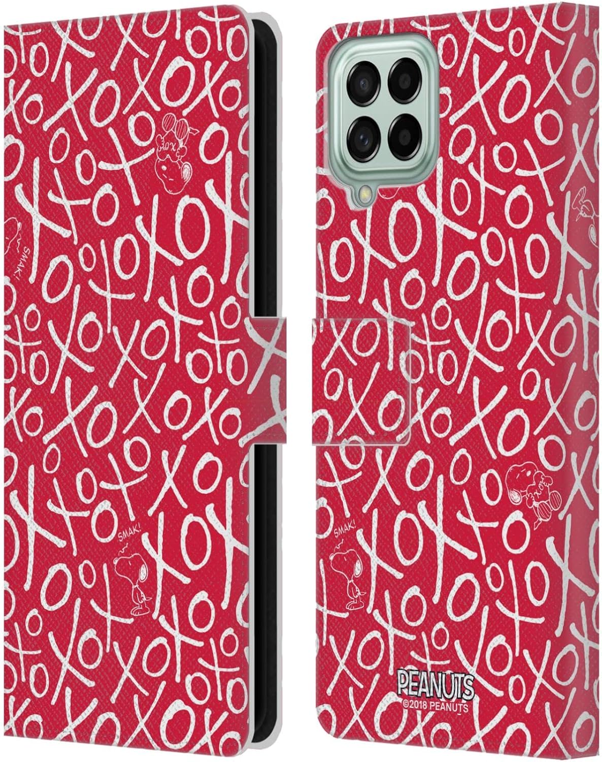 Head Case Designs Officially Licensed Peanuts Pattern Sealed with A Kiss Leather Wallet Case Compatible with Samsung Galaxy M33 (2022)