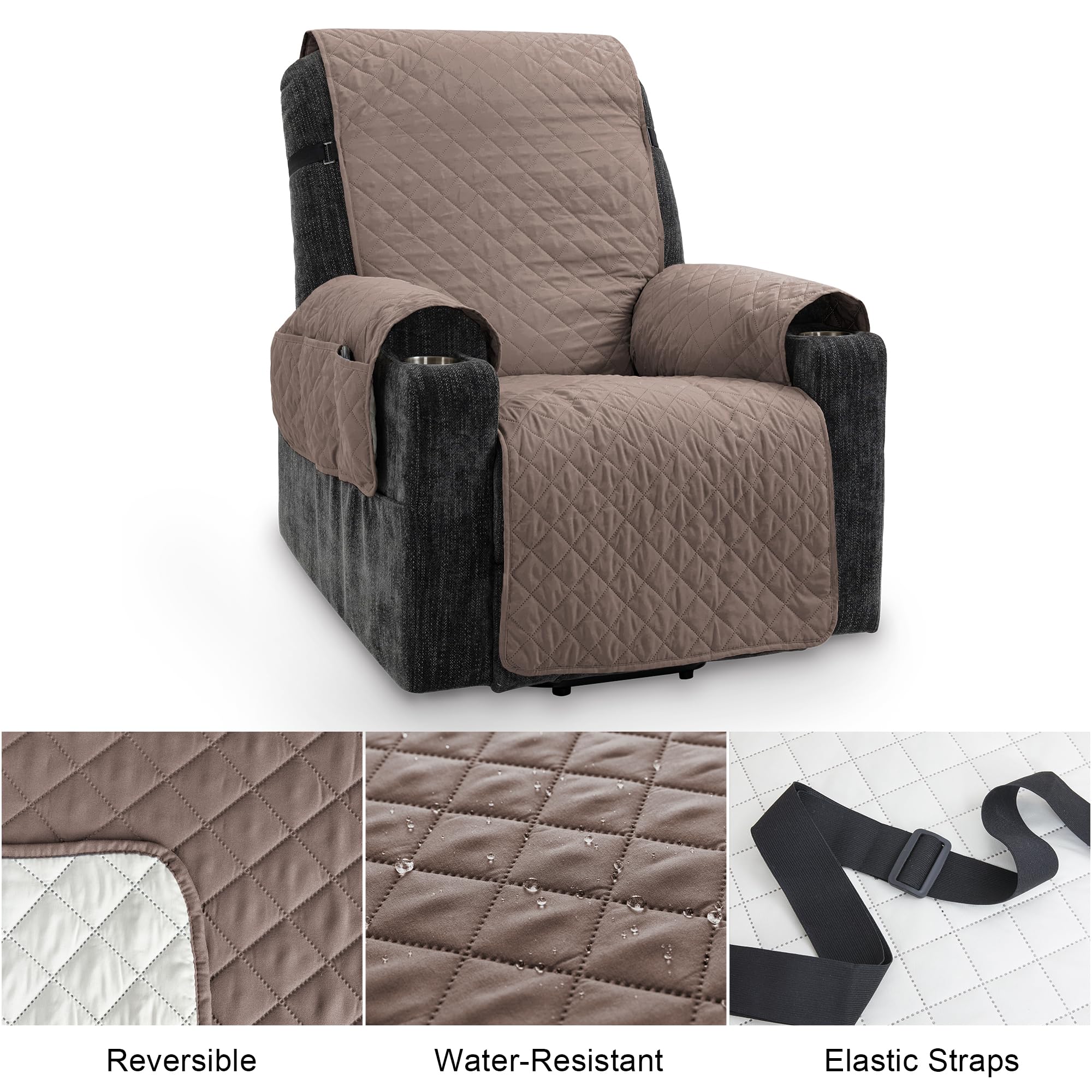 Copripoltrona Relax Impermeabile TIANSHU Per Divano 1 Posto - Reversibile, Antiscivolo, Anti Graffi Cani/Gatti (Blu Grigio) - Foto 2