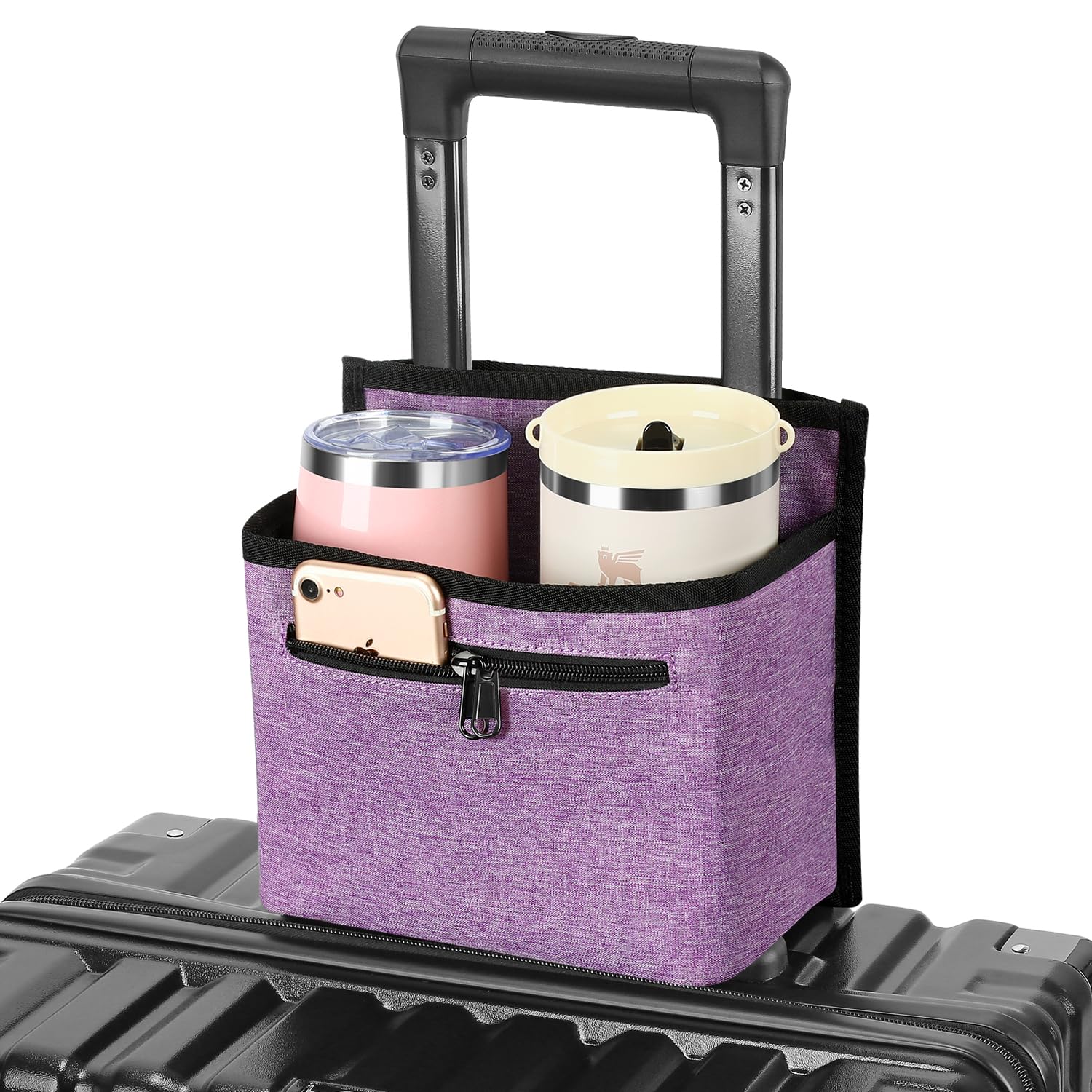 Luggage Travel Cup Holder for Suitcase, Drink Carrier for Coffee Tumblers
