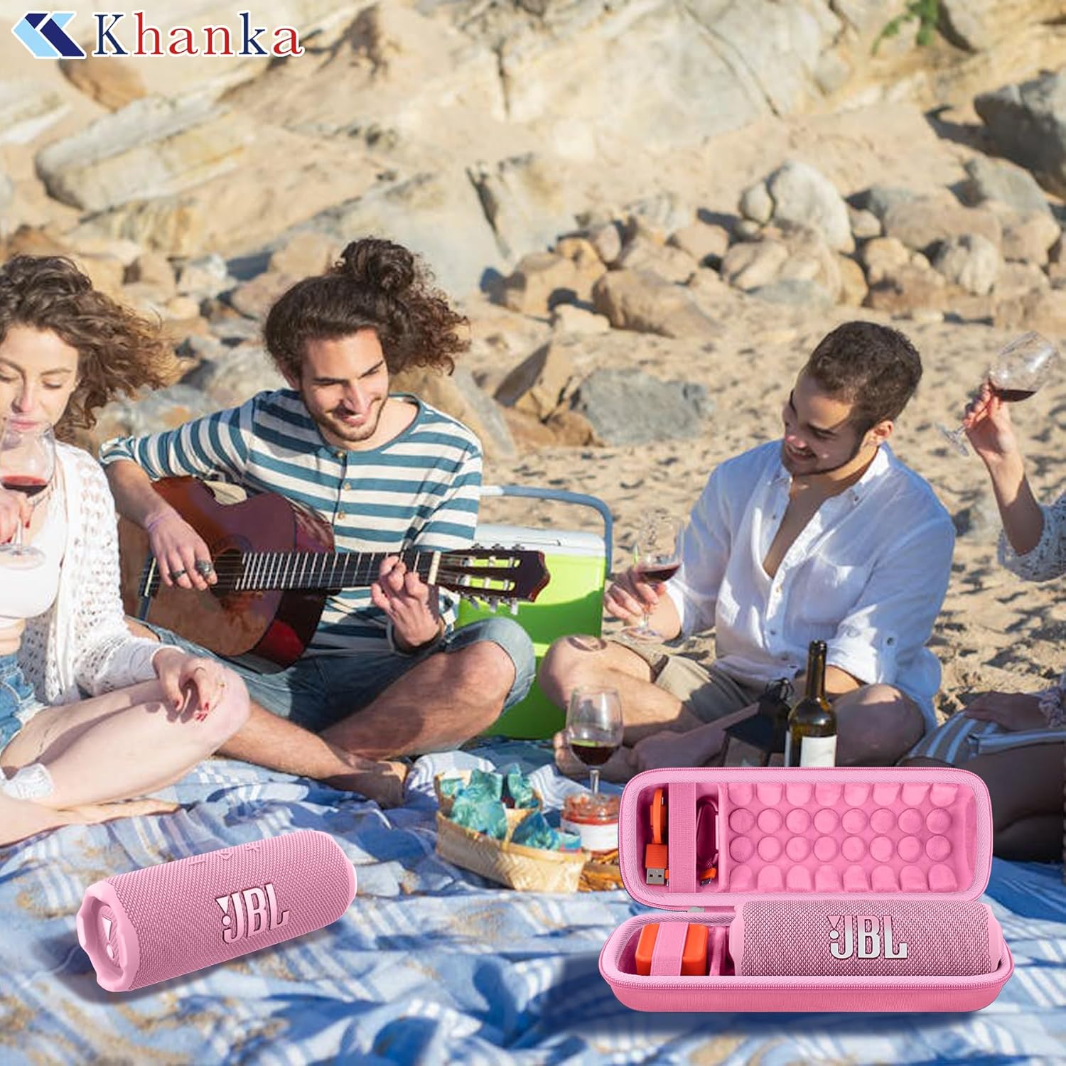khanka Case for JBL Flip 7/Flip 6 Waterproof Portable Bluetooth Speaker(Pink) - Image 7