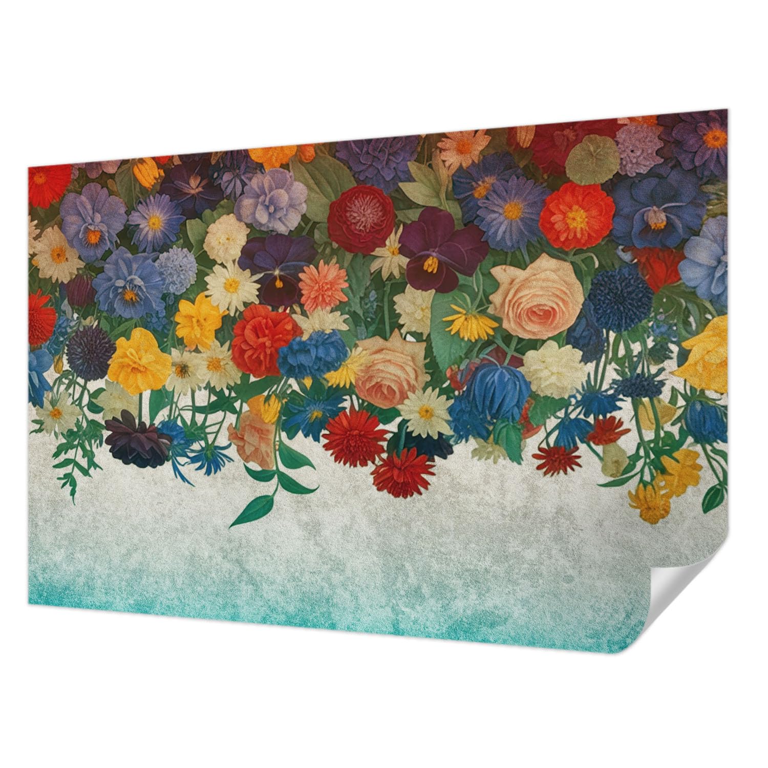 Décoration murale autocollante anti-tache fleurs colorées 104x70 cm rénovation facile