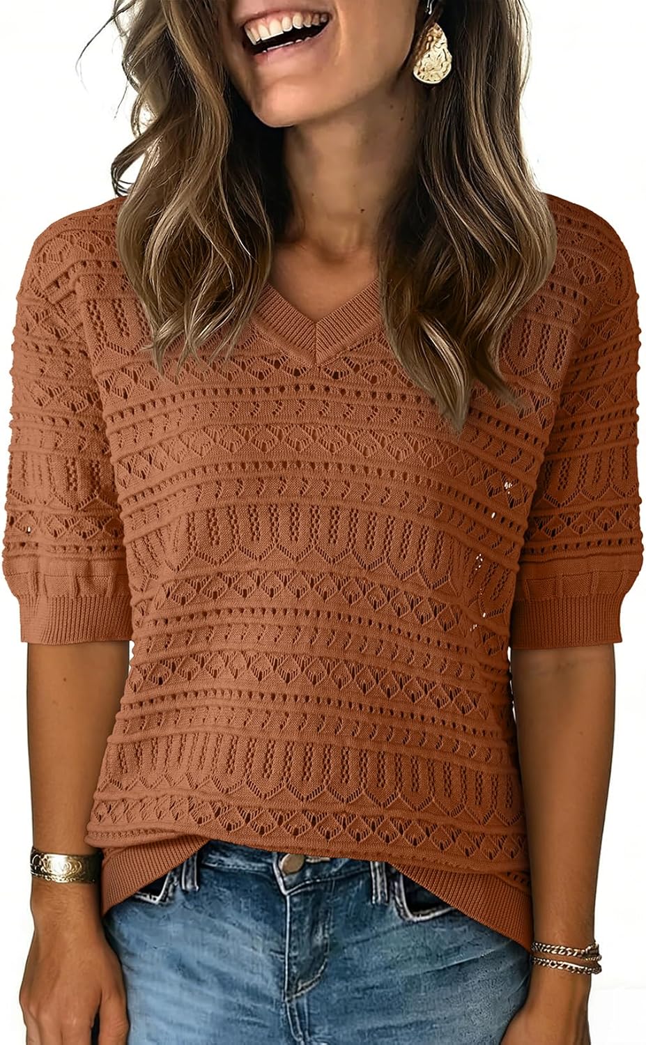 Dokotoo Women's Casual Short Sleeve Loose Tunic Tops Lightweight Knit Spring Summer Pullover Sweater Blouses