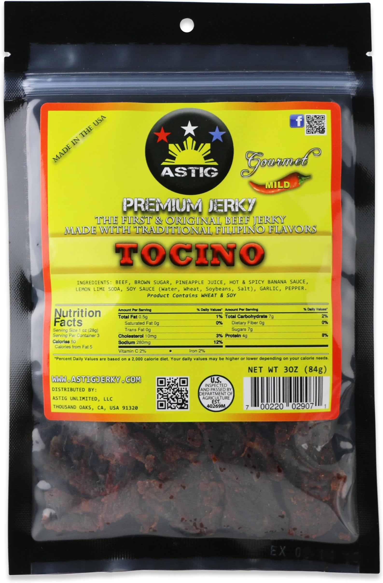 Astig Premium Jerky Tocino Beef Jerky, 3 Ounce