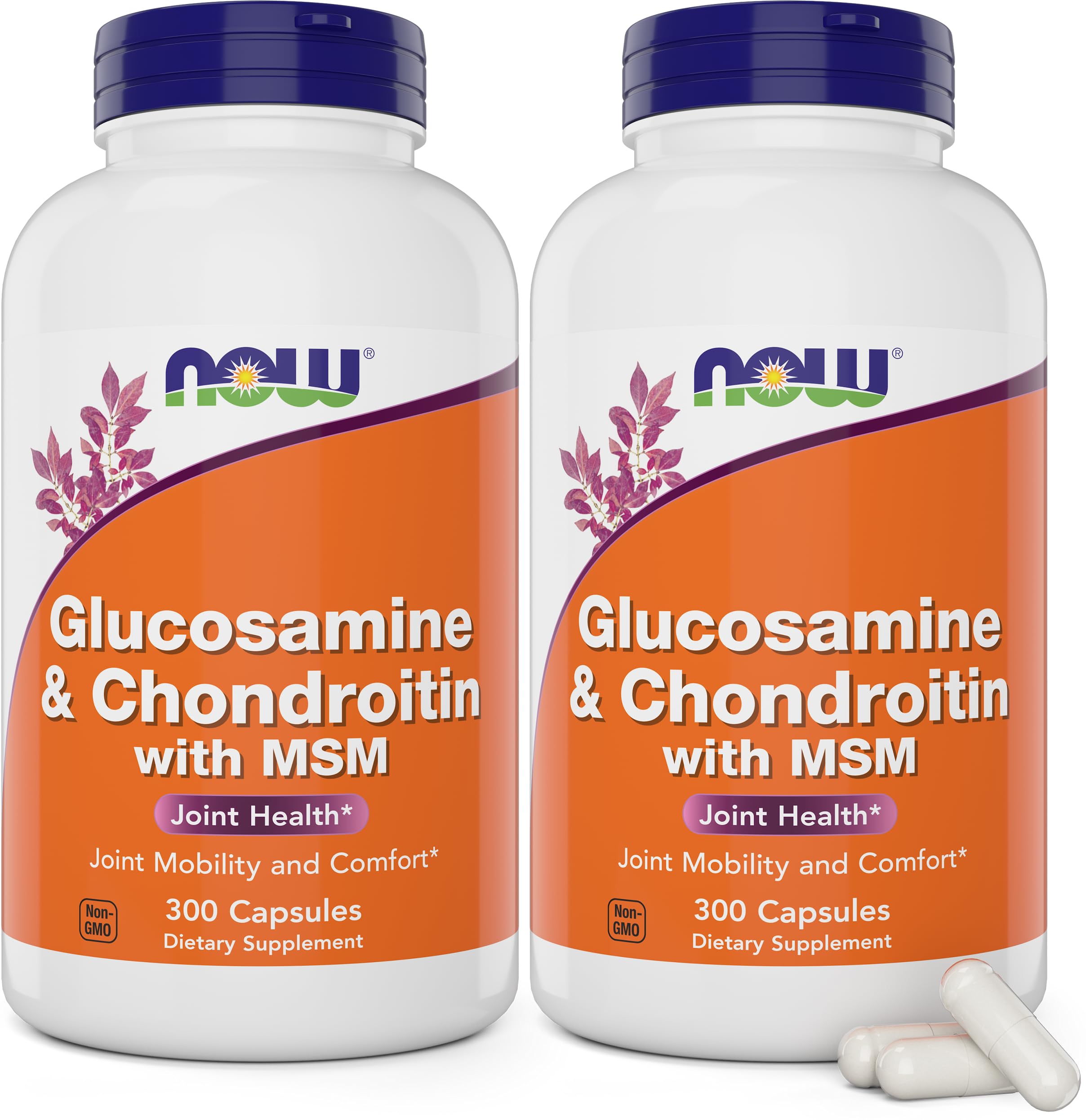 Now Glucosamine & Chondroitin with MSM, 300 Capsules (Pack of 2) 300 Count (Pack of 2)