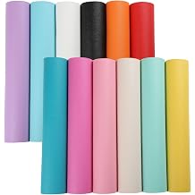 Picheng Solid Faux Leather Sheets Macaron Jelly Candy Assorted Leather Sheets 12pcs/Set 8.2" x 11.8" Faux Leather Fabric Plain Texture Leather PU Bundle for Earring Bows Crafts Pastel Colors