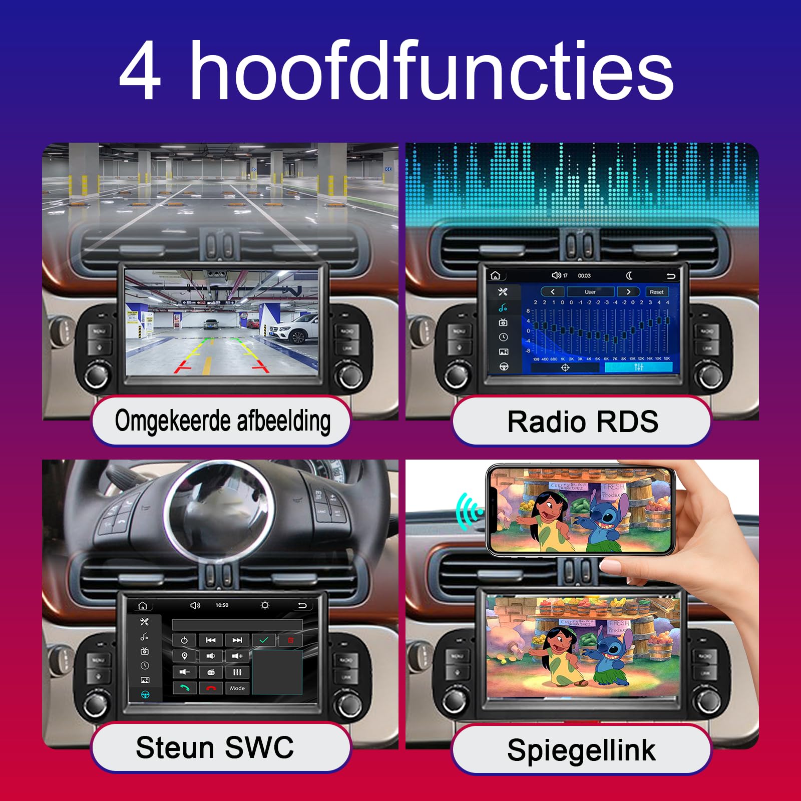 Autoradio per Fiat Panda 2013-2020 Compatibile Wireless Carplay/Android Auto, Fiat Panda Radio da 7 pollici con Touchscreen/Bluetooth/FM/AM/USB/DSP/RDS/Mirror Link