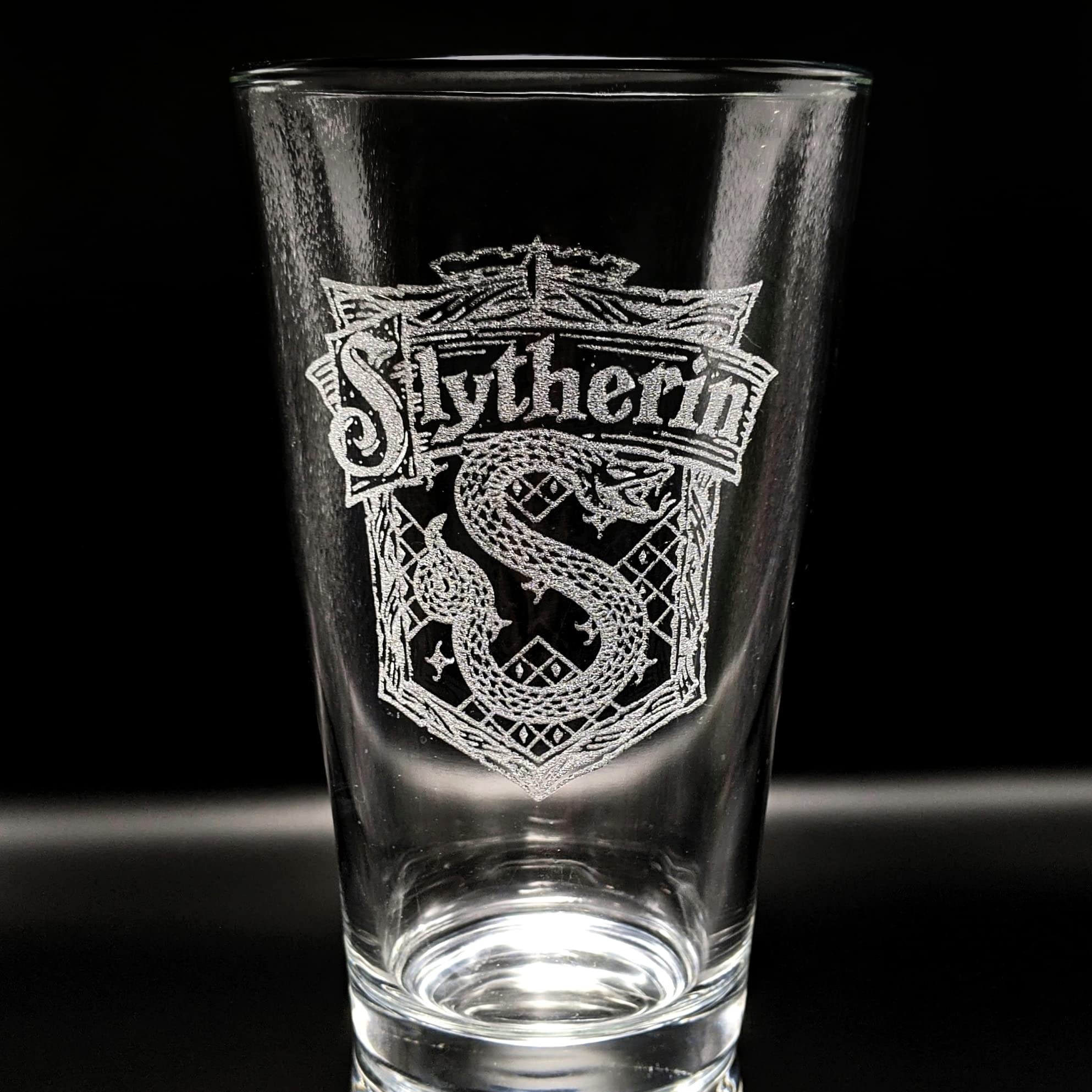 HOUSE SLYTH Engraved Pint Glasses | Inspired by Harry, Witches, Magic, Wizards, HP, and Potter | Great Gift Idea!