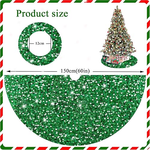 Miniatura 32 de Falda negra para árbol de Navidad de 46 pulgadas, falda de árbol de lentejuelas de terciopelo para árboles grandes, falda de árbol de Navidad