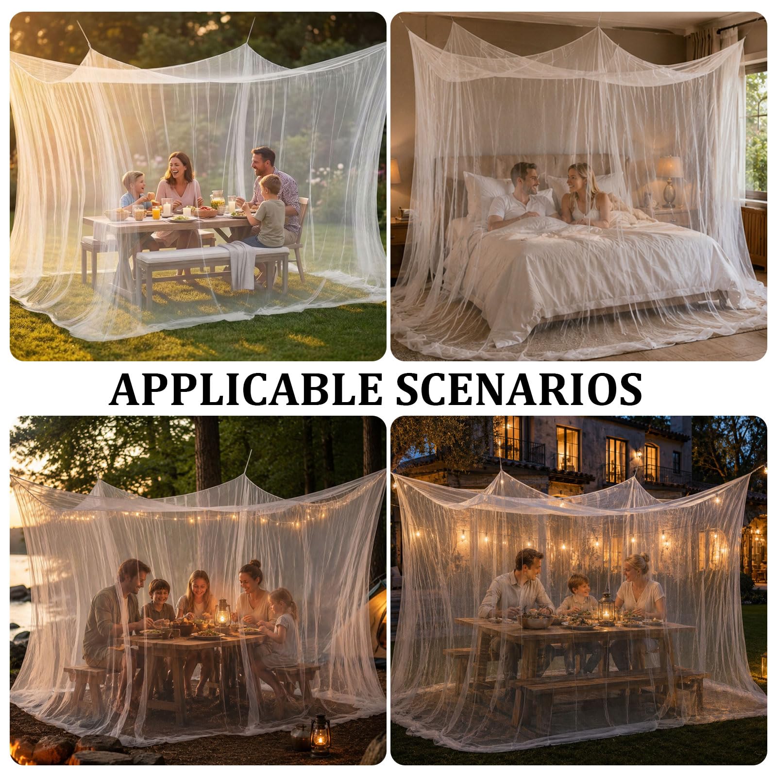 Moskitonetz 300x300x250cm mit EIN-Tür-Design, 220 feinmaschiges Insektenschutznetz, strapazierfähiges Mückennetz, geeignet für Pavillon, Garten, Terrasse, Camping und Innenbereiche (Weiß)