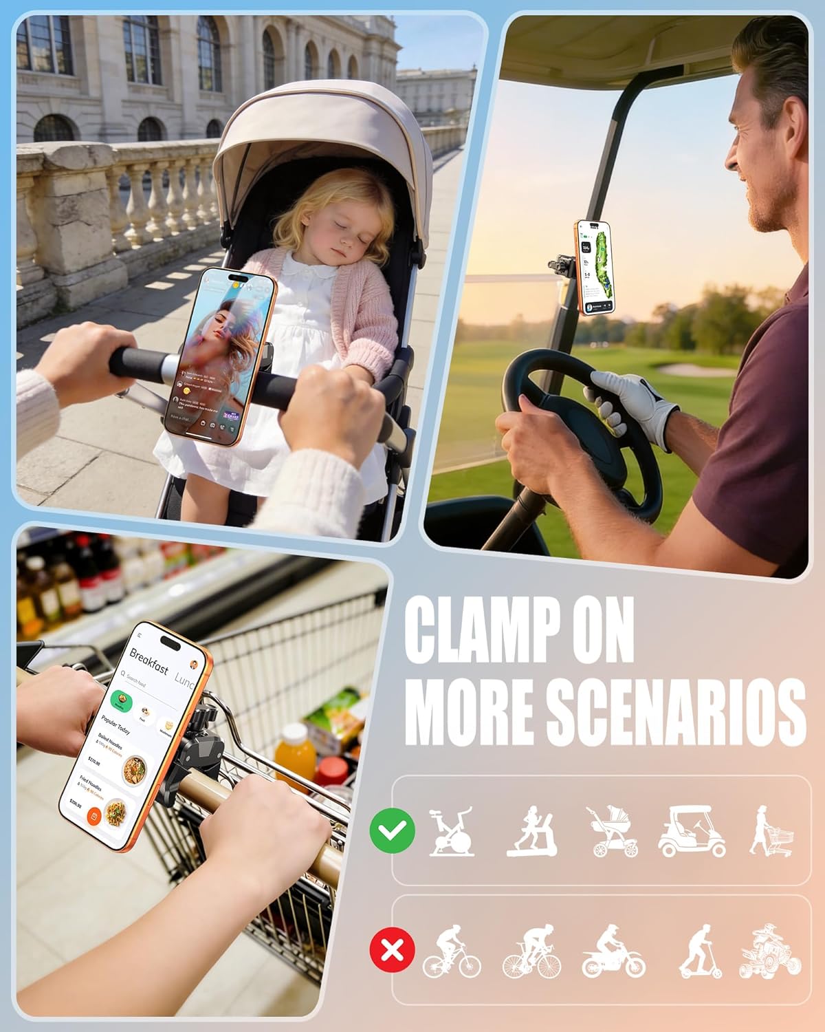 Magnetic Phone Holder for Gym & Phone Holder for Stroller