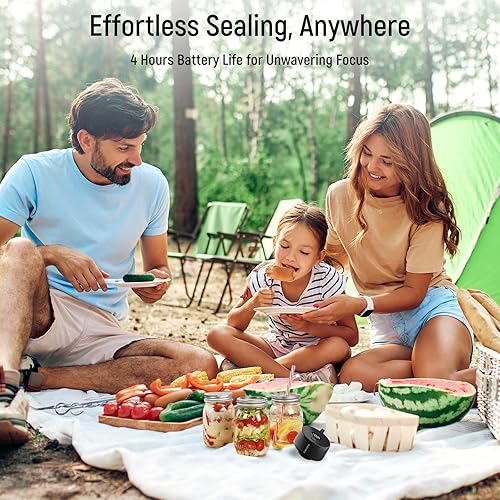 Miniatura 7 de Sellador al vacío eléctrico de 2 generación, sellador al vacío de parada automática 3 en 1 para tarros, bolsas y contenedores, carga rápida de 1
