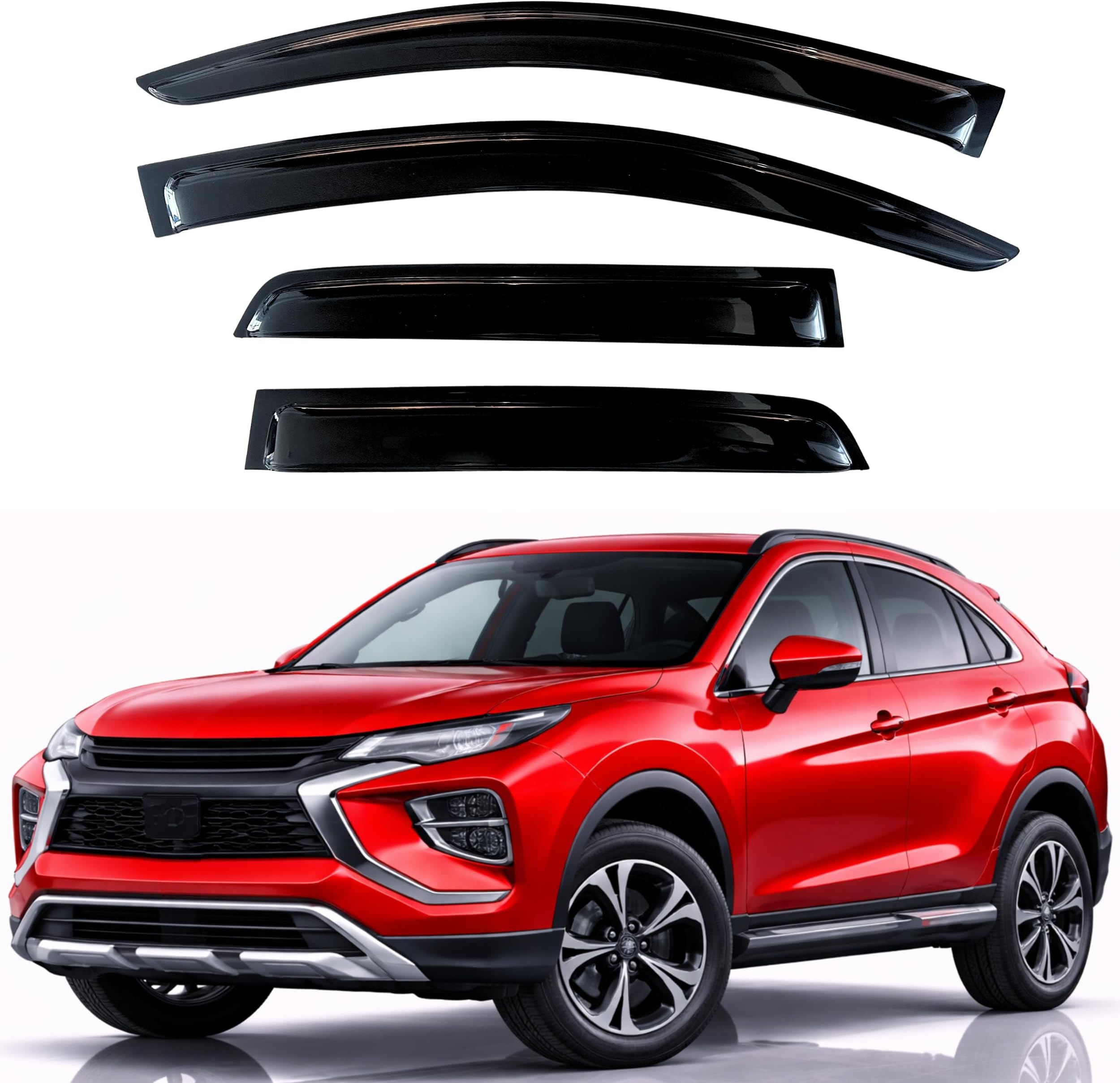 KPY Window Visor Compatible with Mitsubishi Eclipse Cross 2018-2024, Rain Guards Side Window Deflector Tape-On Style, 2018 2019 2020 2021 2022 2023 2024