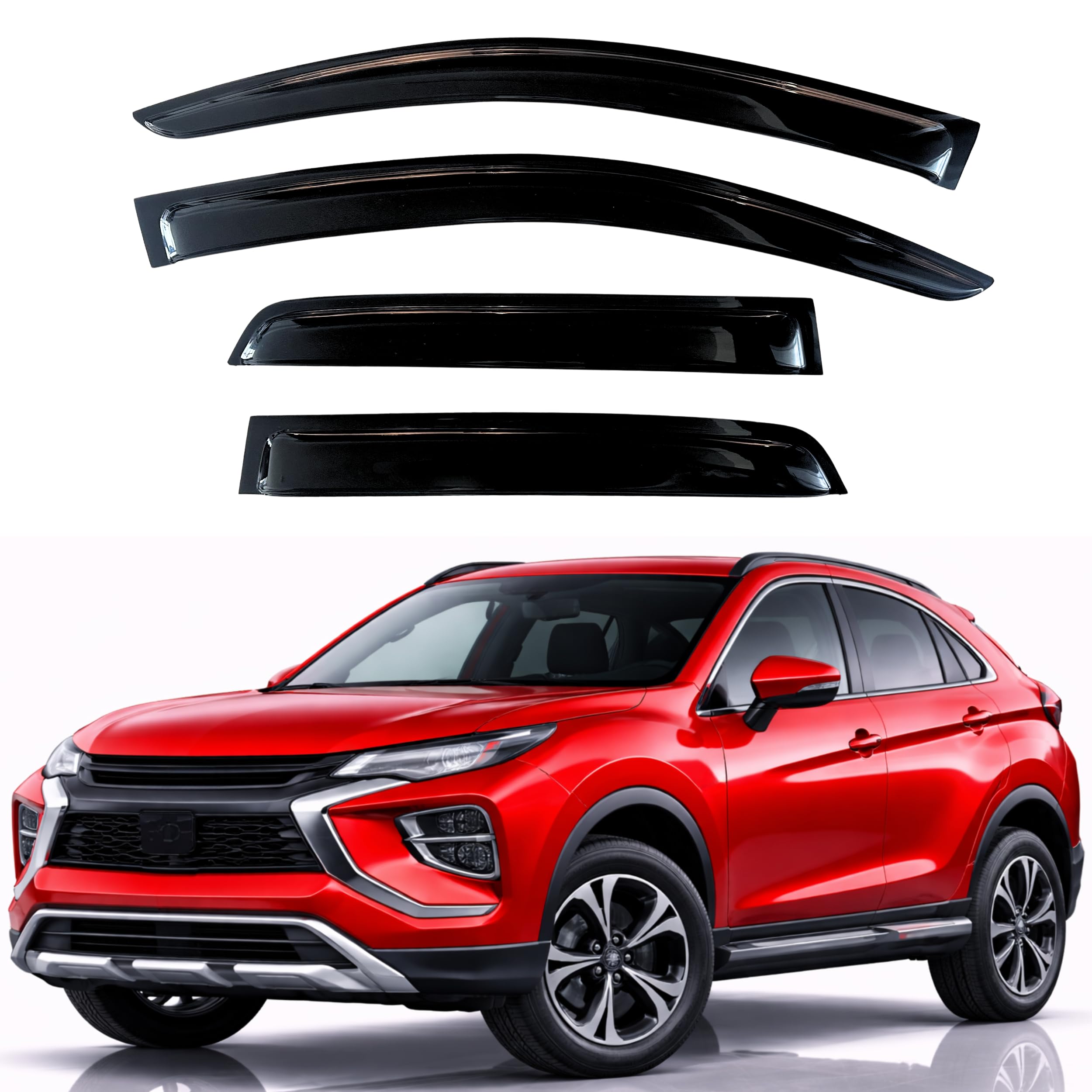 KPY Rain Guards Fit for 2018-2026 Mitsubishi Eclipse Cross, Out-Channel Window Visors Vent Wind Deflectors 4PC, Car Accessories for 18-26 Eclipse Cross