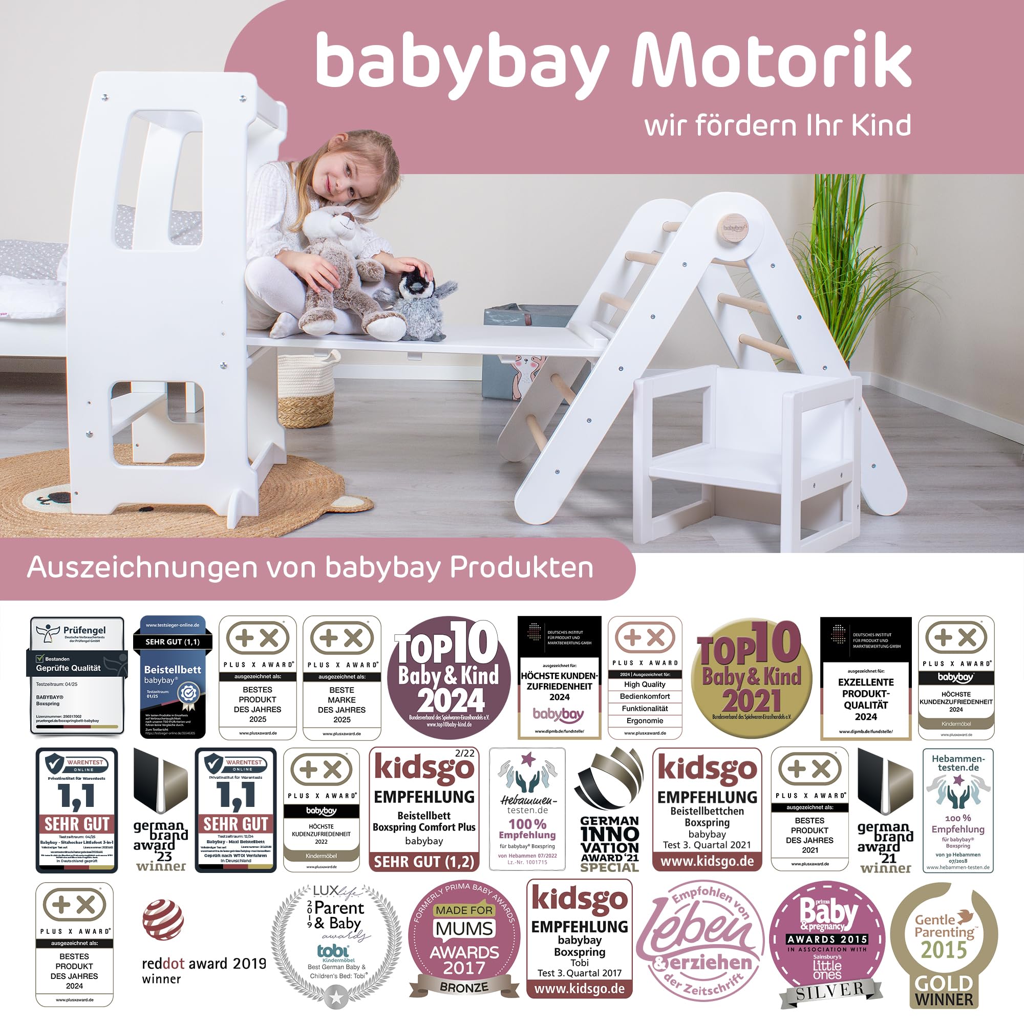babybay Sitzhocker Littlefoot für Kinder 3-in-1 Stuhl/Tisch, natur lackiert