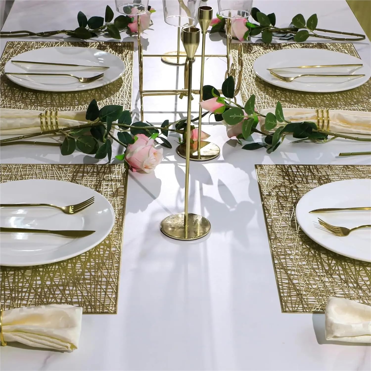 Set of 8 Rectangular Hollow Out Design Placemats PVC Pressed Heat-Resistant Table Mats Home Use Placemat(1pcs)