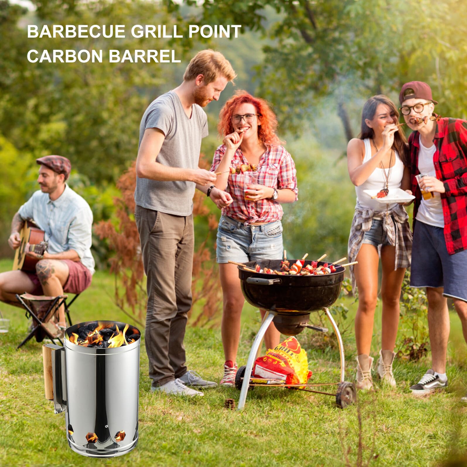 Barbecue Accenditore a Stufa per Carbonella in Ferro Zincato | Impugnatura Resistente al Calore, Inodore, a Legna e Bracieri, 1 Pezzo