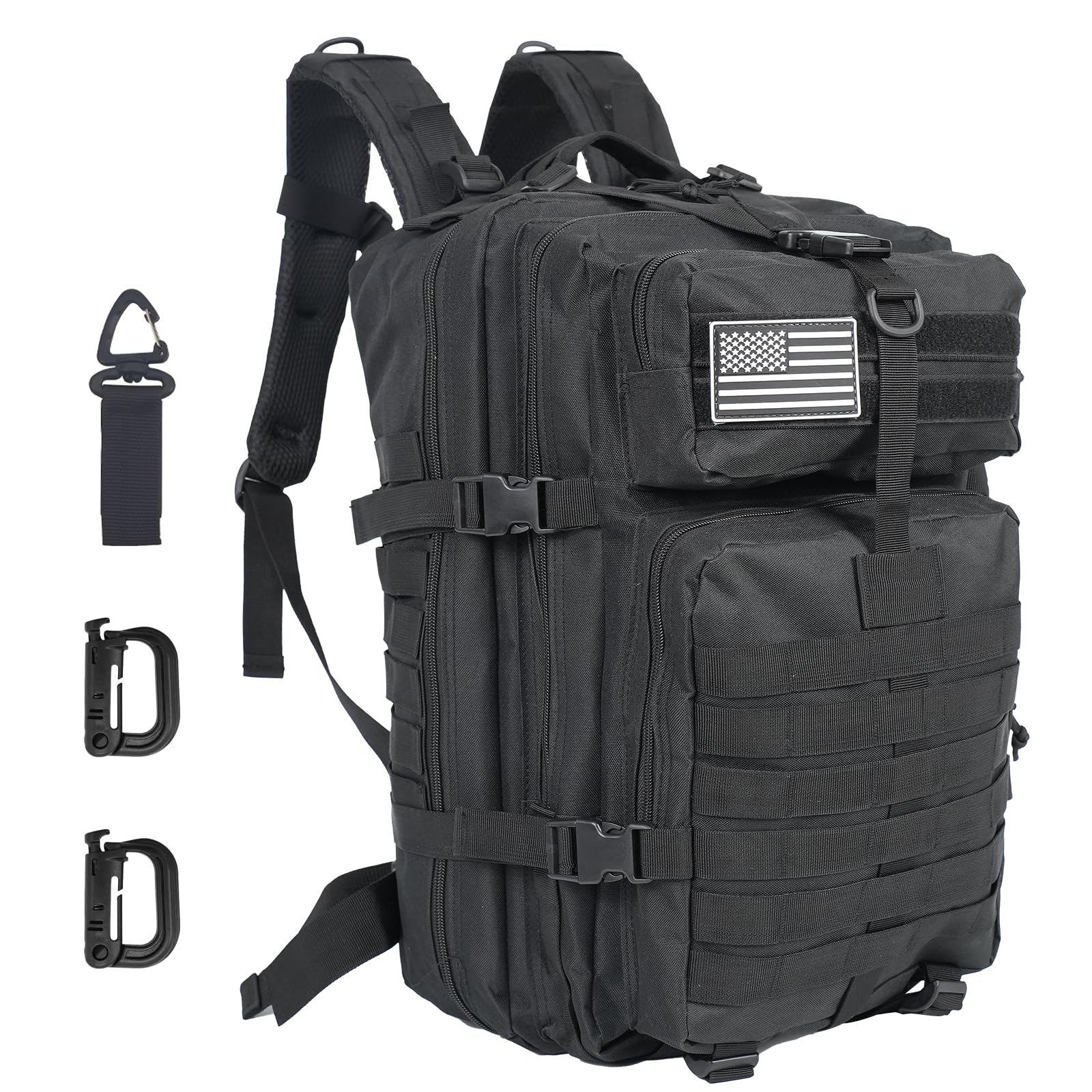 Oraynn 50L Large Military Tactical Backpack Molle Army Assault Pack for Travel Camping Hiking Fishing Backpack for men(black)