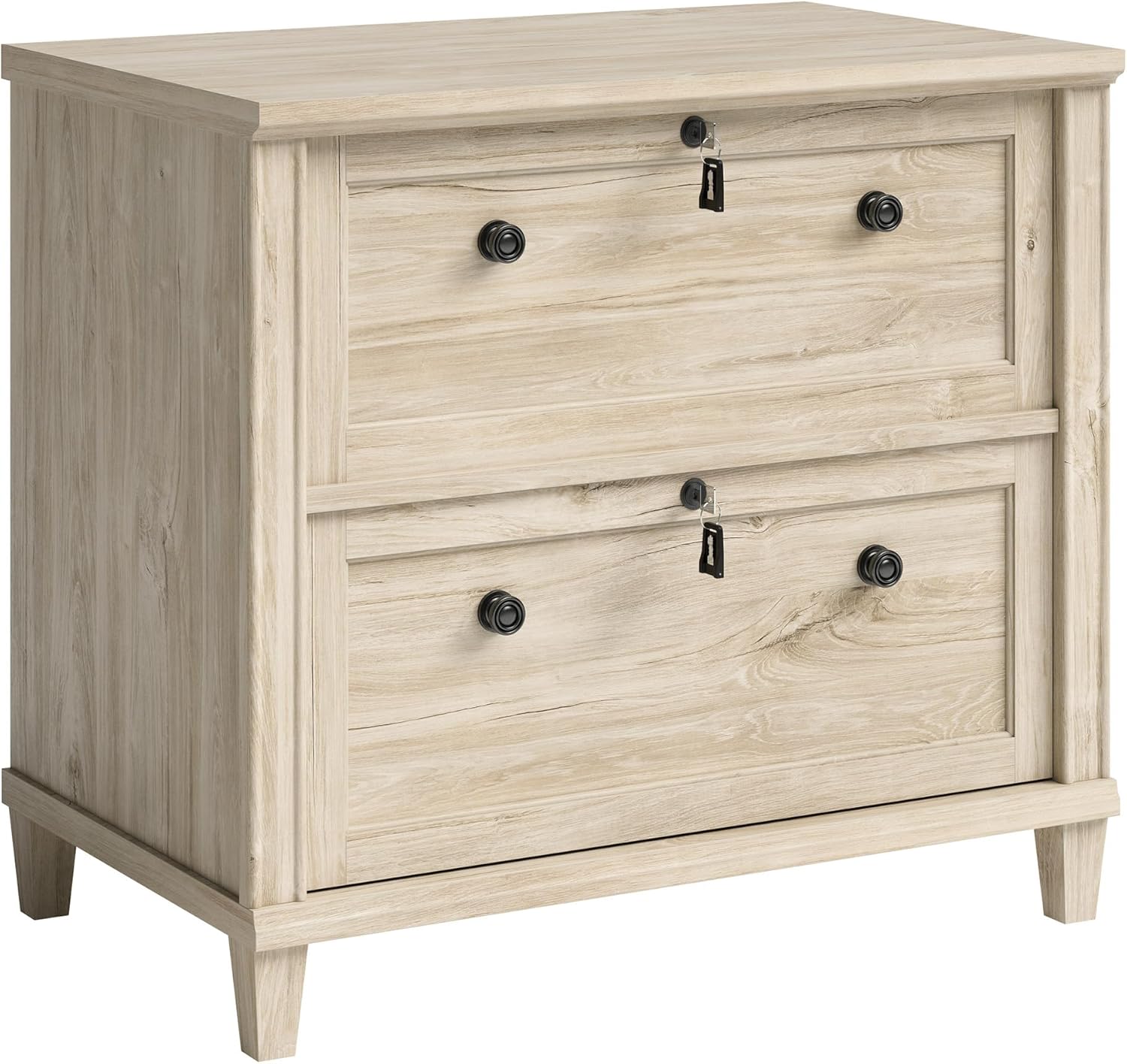 Sauder Hammond 2-Drawer Lateral File Cabinet with Lock - Chalk Oak, Secure Home Office Filing Storage