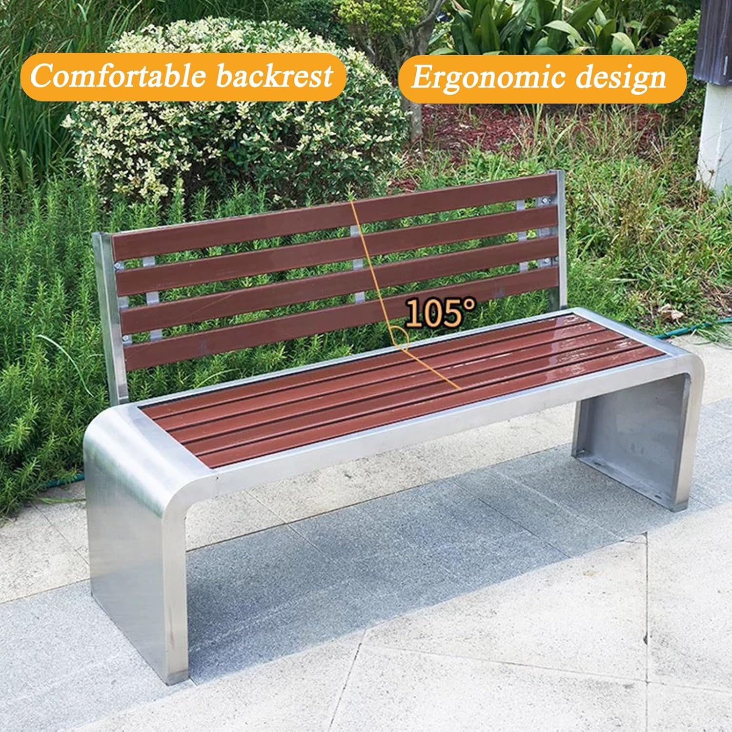 Outdoor Benches, Bench Patio, Patio Outdoor Garden Bench, Garden Metal Bench, with Sturdy Backrest, for Garden, Porch, Balcony, Poolside, Park(100cm/39.3in)