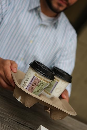 Vista 11 de Southern Champion charola 2795 Kraft cartón Bebida Carrier con mango, sostiene 2 tazas, 7 – 5/8" longitud x 3 – 3/4" ancho x 8 – 7/8" Altura, Beige