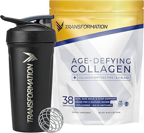 Transformation - Péptidos de colágeno hidrolizados alimentados con pasto en polvo y botella agitadora aislada de rendimiento, varios tipos 1 y 3,