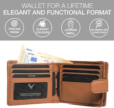 Carteras para Hombre RFID Piel Auténtica - Cartera Hombre con Monedero Gran Capacidad Hecho a Mano - Billeteras para Hombre - Cartera Piel Hombre Joven - Regalos Originales