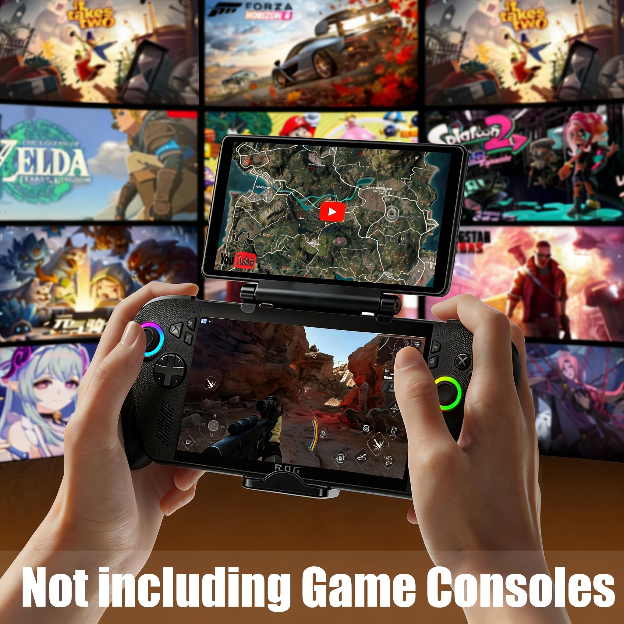 wisecoco 7-calowy monitor AMOLED Clip-on dla ROG Ally/Ally X/Xbox Ally/ROG Handhelds replikuje rozgrywkę 3DS/NDS 1080P FHD ekran dotykowy zewnętrzny monitor bez użycia narzędzi USB-C połączenie z