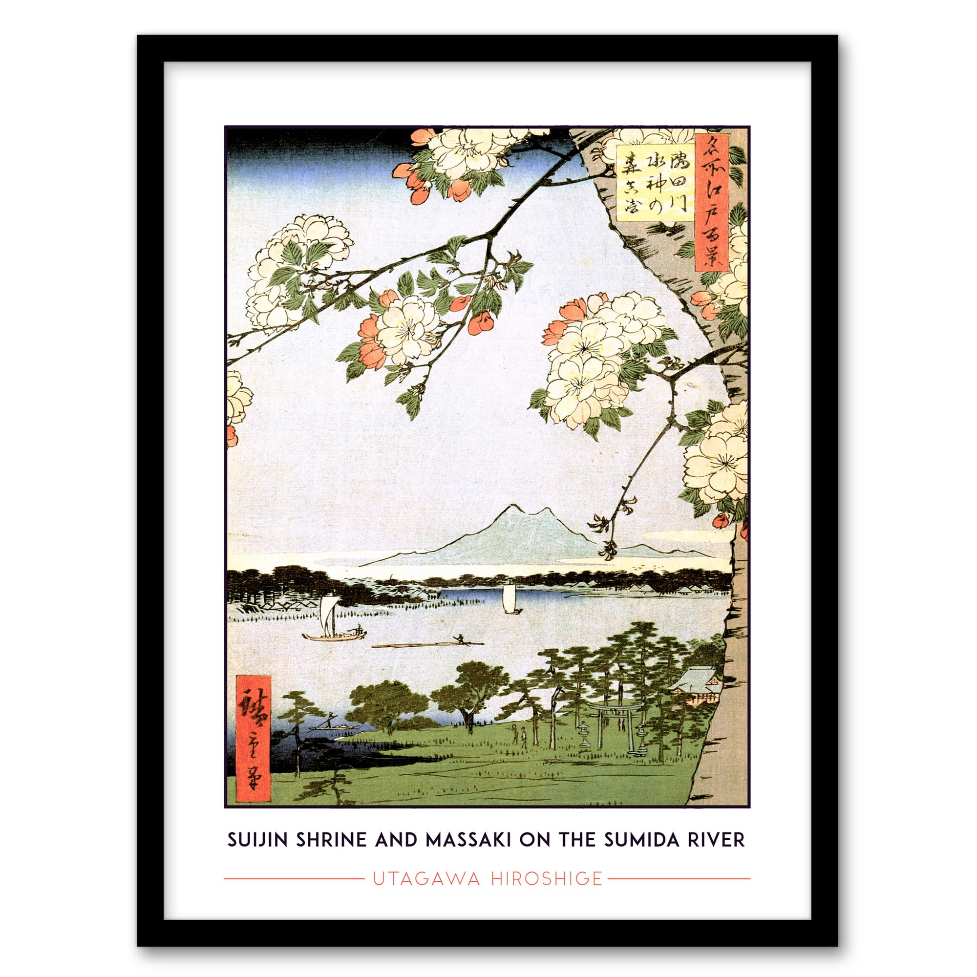 Artery8 Hiroshige Suijin Shrine And Massaki On Sumida River Living Room Artwork Framed Wall Art Print A4