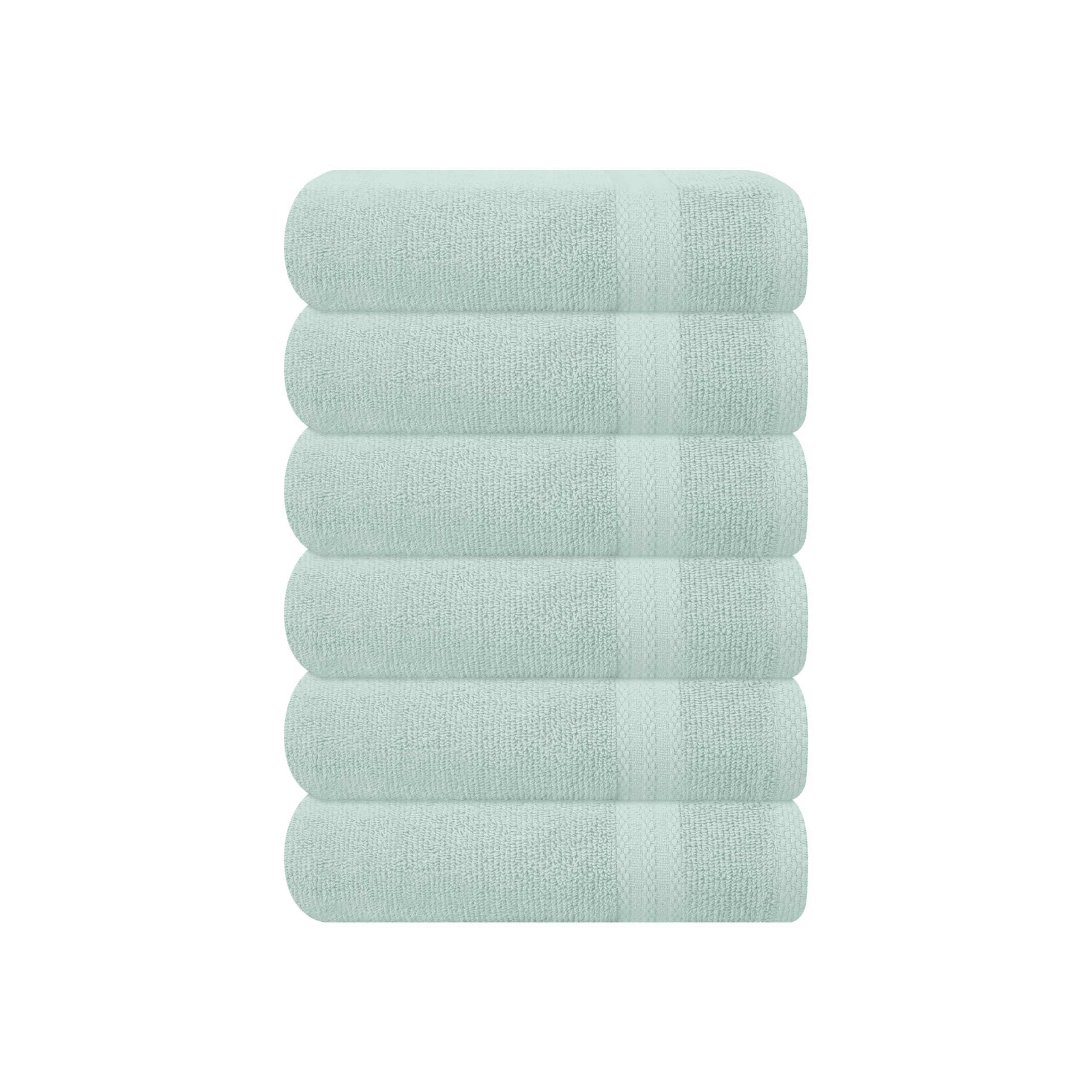 GLAMBURG Ultra Soft 6-piece Hand Towel Set 16x28-100% Ringspun Cotton - Durable &amp; Highly Absorbent Hand Towels - Ideal for use in Bathroom, Kitchen, Gym, Spa &amp; General Cleaning - Sea Green