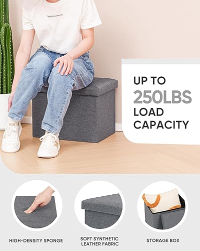 Miniatura 58 de B FSOBEIIALEO - Otomano plegable de piel sintética con almacenamiento Gris,Negro -,Negro 16.5"x12.6"x12.6",Azul,Marrón,Gris