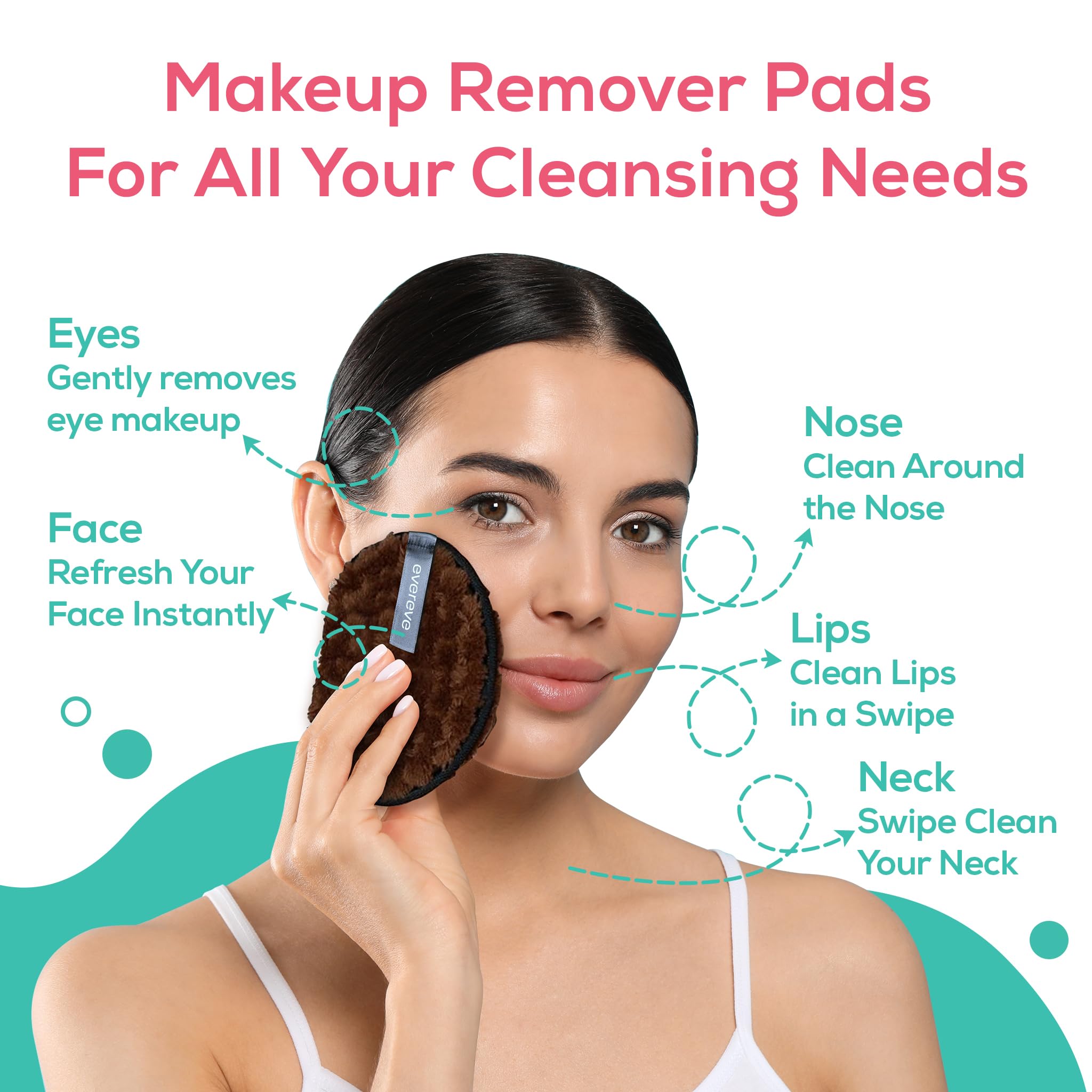 Evereve Multipurpose Makeup Remover Pads, Double-Sided Round and Washable Makeup Remover, Super Soft Deep Cleansing Pads, Microfiber Sponge Facial Cleansing Pads, Safe for all skin types, Pack of 2 - Image 6 thumbnail