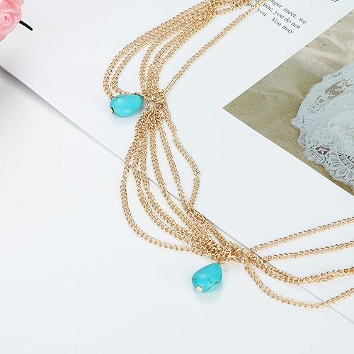 Miniatura 6 de Jstyle 6pcs oro cabeza cadena joyería para las mujeres nupcial Bohemia Halloween diadema pelo diadema diadema