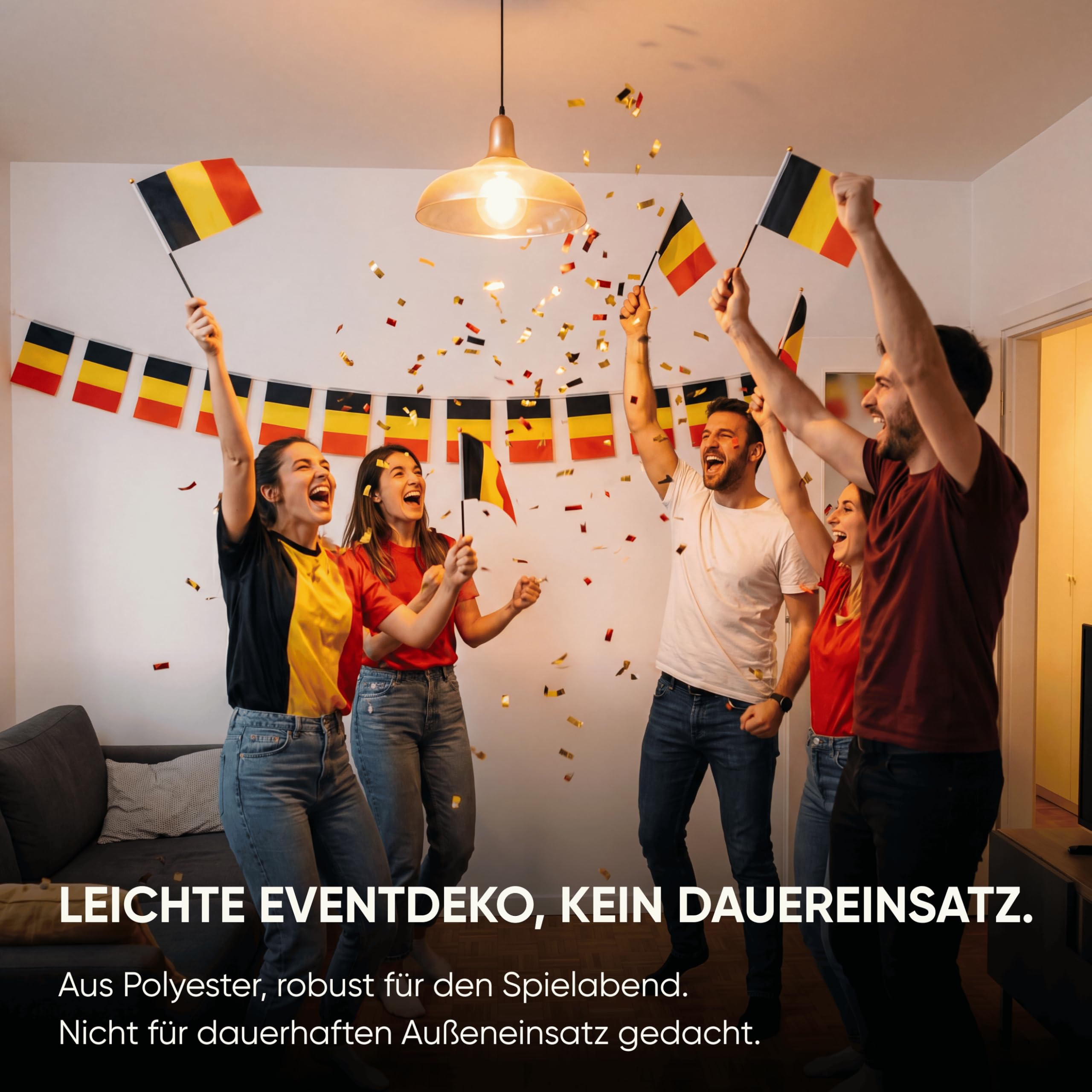 Sonia Originelli Fanset Fanartikel Fahnengirlande und 10 Minifahnen für die Hand oder den Tisch EM WM Fussball, Farbe: Ägypten