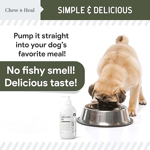 Vista 6 de Pure Cod Liver Oil for Dogs - 16 oz - Contains Omega 3, Omega 6, Vitamin A, and Vitamin D to Reduce Itching and Promote Skin and Coat, Heart, Joint