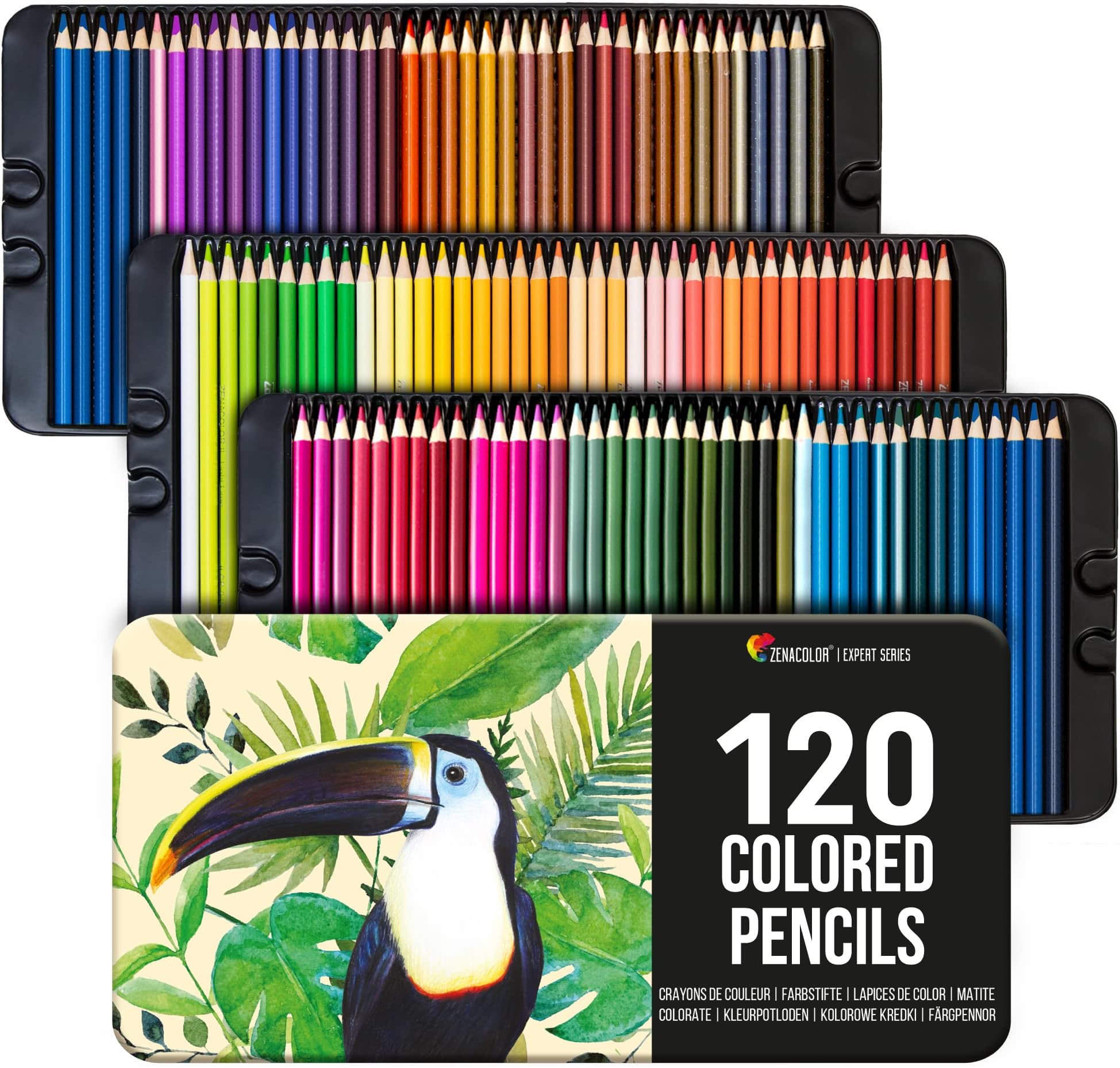 120 Colored Pencils Set, Numbered, with Metal Box - for Adults and for Kids