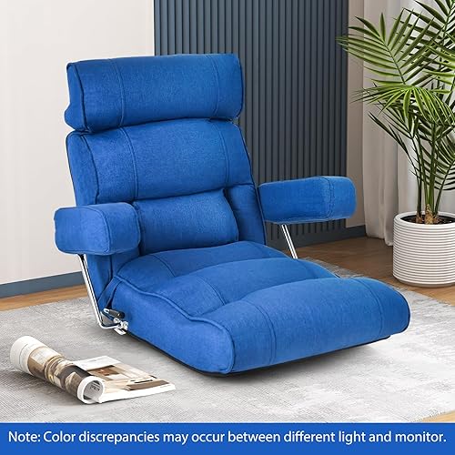 Miniatura 4 de KOMFOTT Sofá plegable ajustable, tumbona tapizada para interiores con reposacabezas ajustable de 6 posiciones, soporte lumbar, asiento extendido,