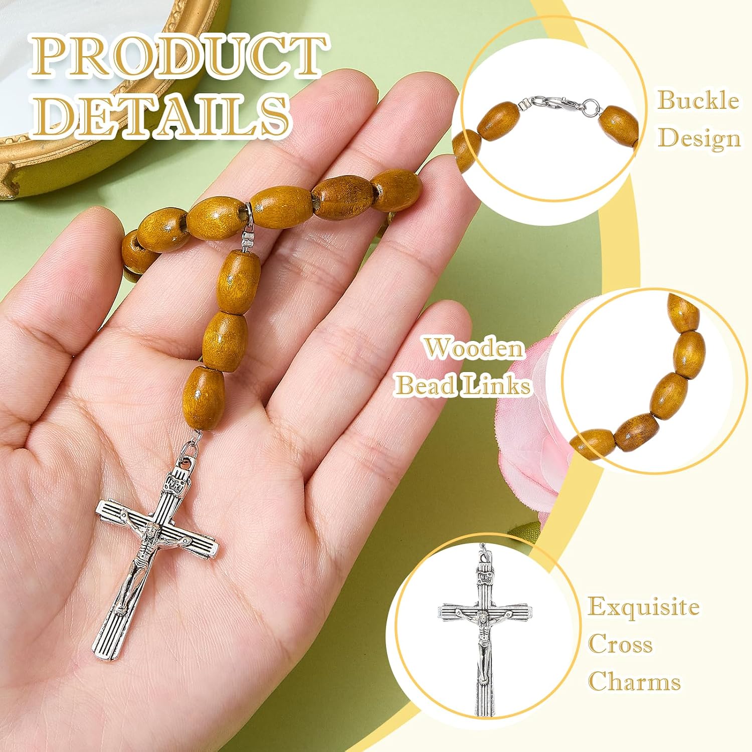 Ornaland Cross Steering Wheel Rosary for Car, Mirror Hanging Accessories image 3