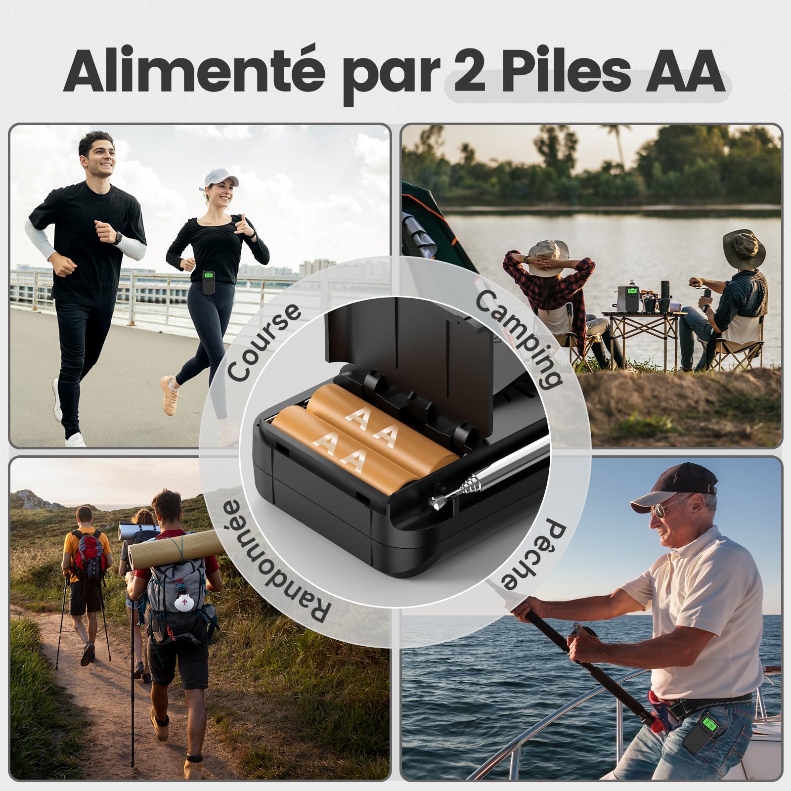 PRUNUS J-128 Radio Portable FM/AM, Réveil, Minuterie de Sommeil, Mini Radio de Poche, Design Anti-Contact, Piles 2xAA