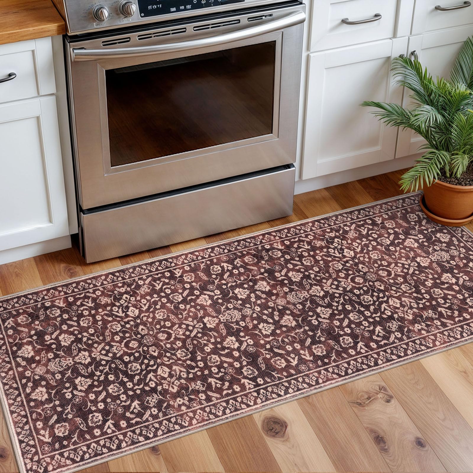 SILOLOOM Vintage 2x5 Rug Washable Hallway Runner Non Slip Kitchen Runner — image 1