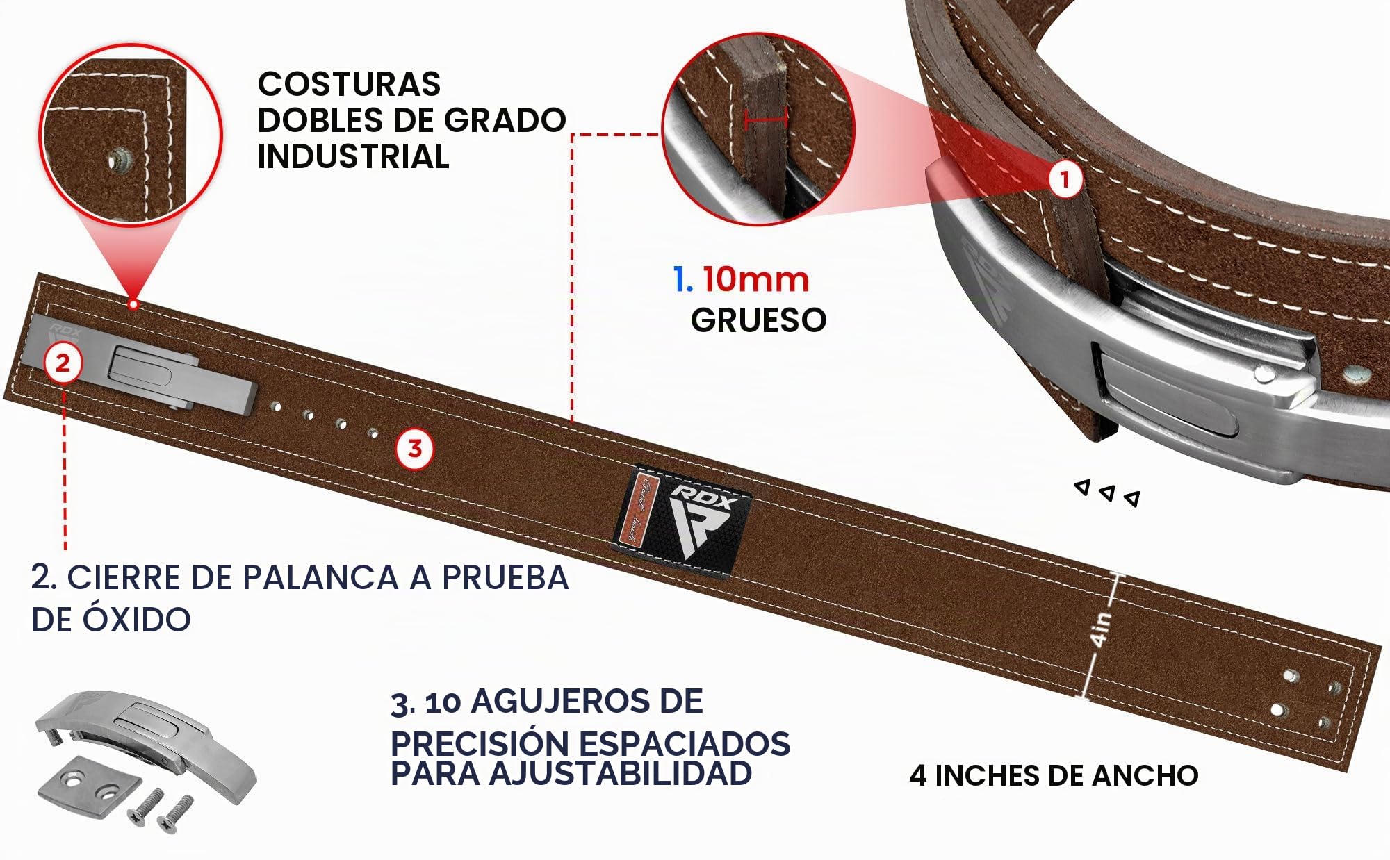 RDX 4” Gimnasio Cinturón Musculación Levantamiento de Pesas Powerlifting, Aprobado por IPL y USPA, Palanca Hebilla Soporte Lumbar Acolchado, Entrenamiento Peso Belt, Fitness Gym Ejercicio