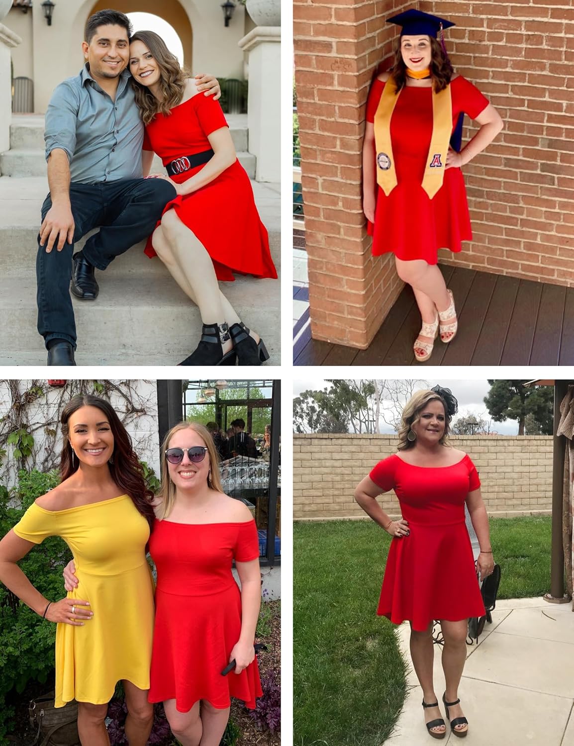 Sarin Mathews Womens Off The Shoulder Short Sleeve High Low Cocktail Skater Dress - Image 5