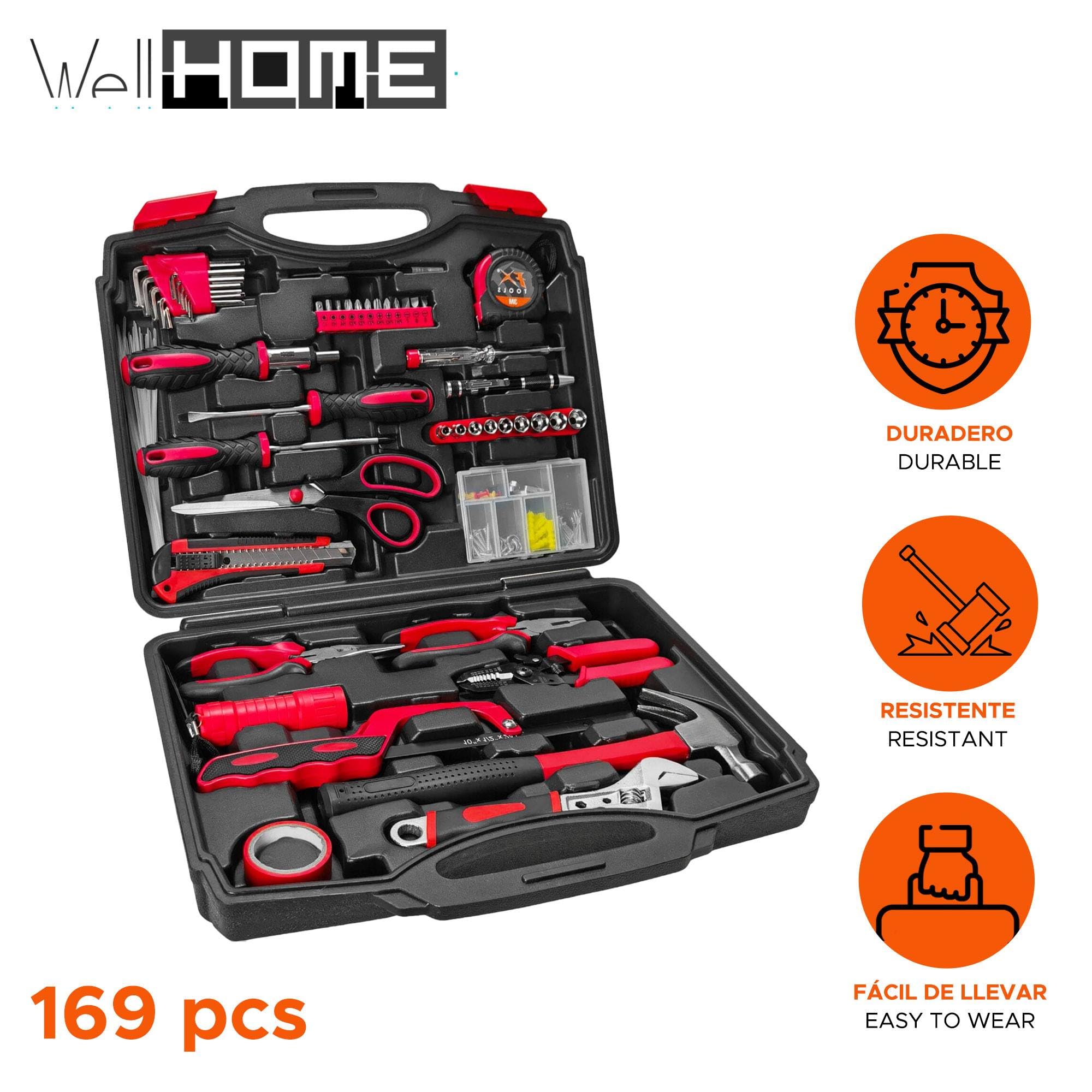 WELL HOME MOBILIARIO & DECORACIÓN Kit de 169 piezas de herramientas con estuche negro