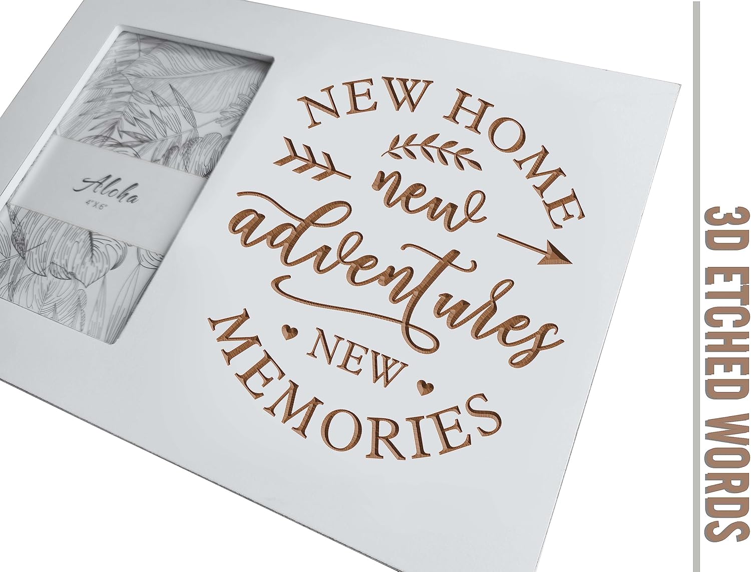 Yudarte Housewarming Gifts For New Home - Engraved White Rustic Picture Frame 4x6 Inches Photo - Unique First Time House Owner Gifts for Men and Women - Image 4