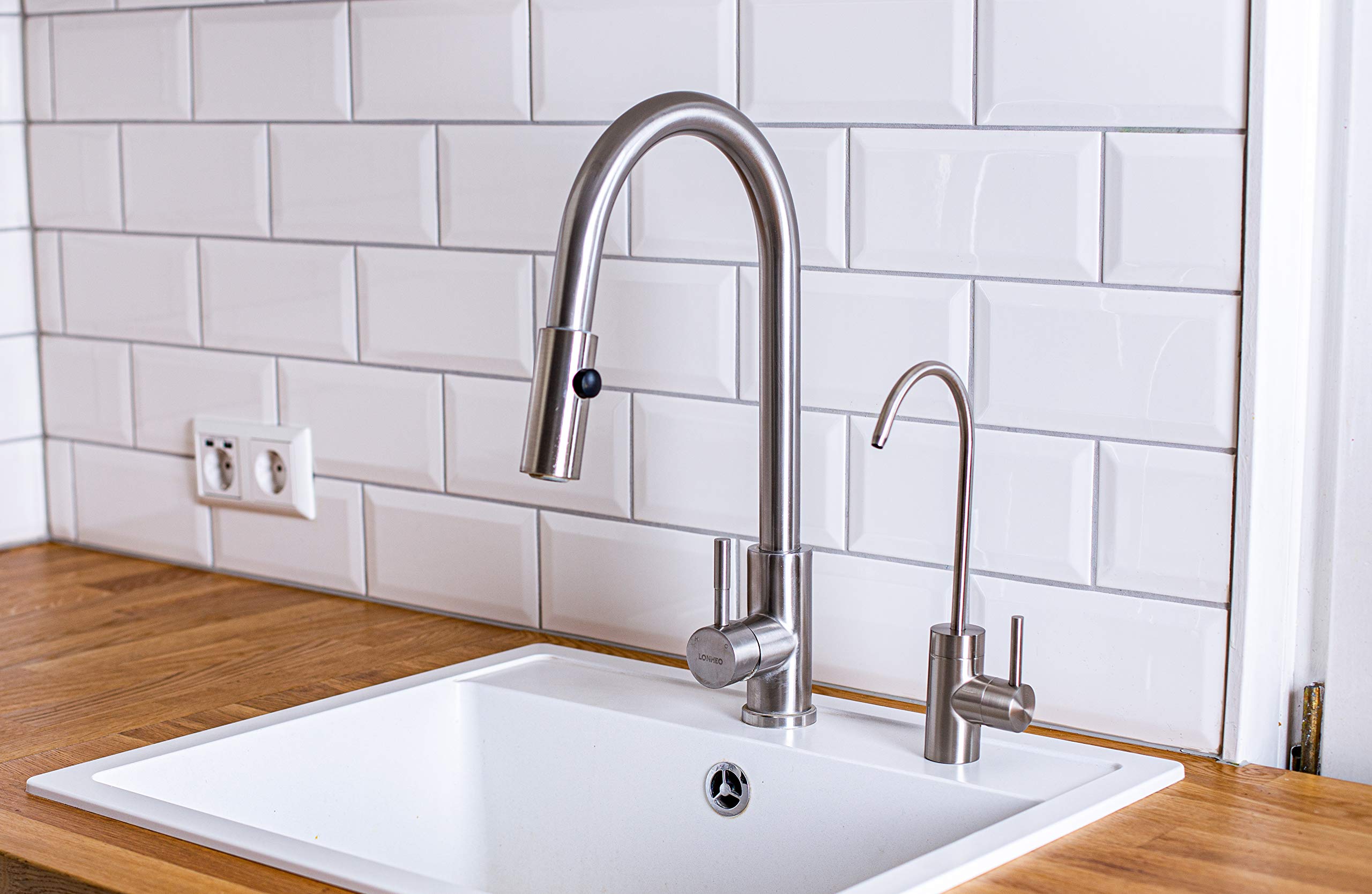 Aqmos Umkehrosmoseanlage I All in One Osmose Umkehr Osmoseanlage und separatem Wasserhahn I entfernt u.a. Medikamentenrückstände und Mikroplastik aus Trinkwasser