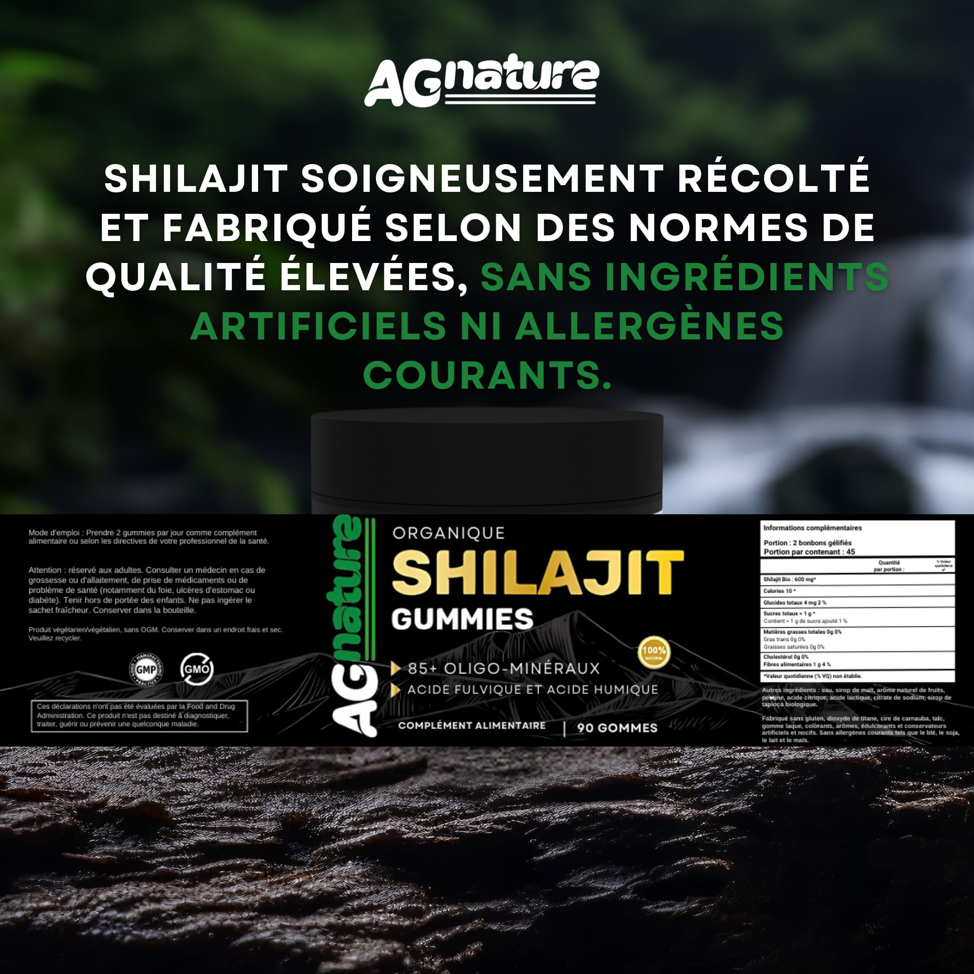 Shilajit Himalaya Original 90 Gummies - Complément Alimentaire Naturel avec +85 Minéraux et Acide Fulvique et Humique