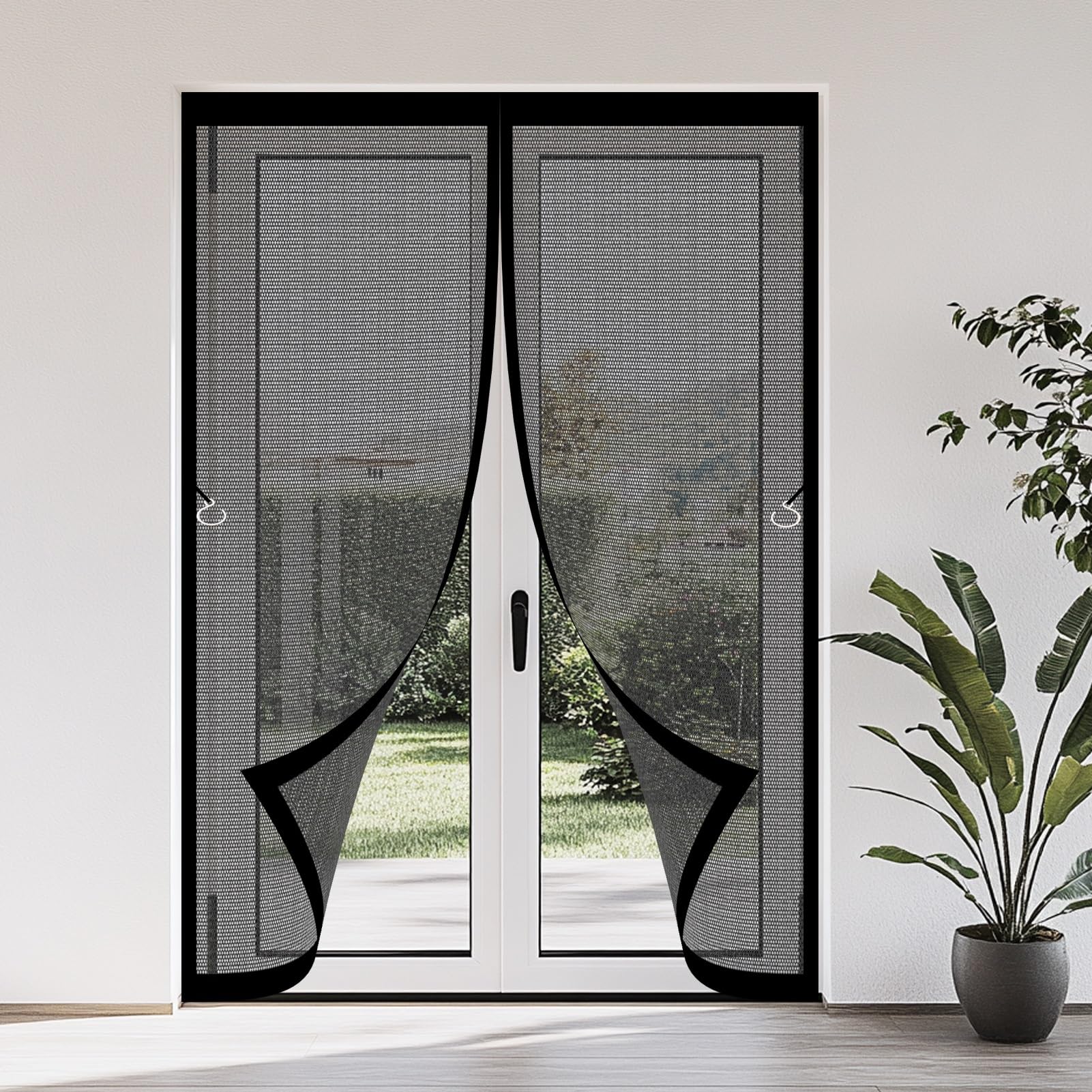 Bcxduomi Black Magnetic Fly Screen Door 126 X 206 Cm Door Fly Screen Curtain Easy To Install Hundreds Of Sizes Kid And Pet Friendly Nets For Living Room, Bedroom,