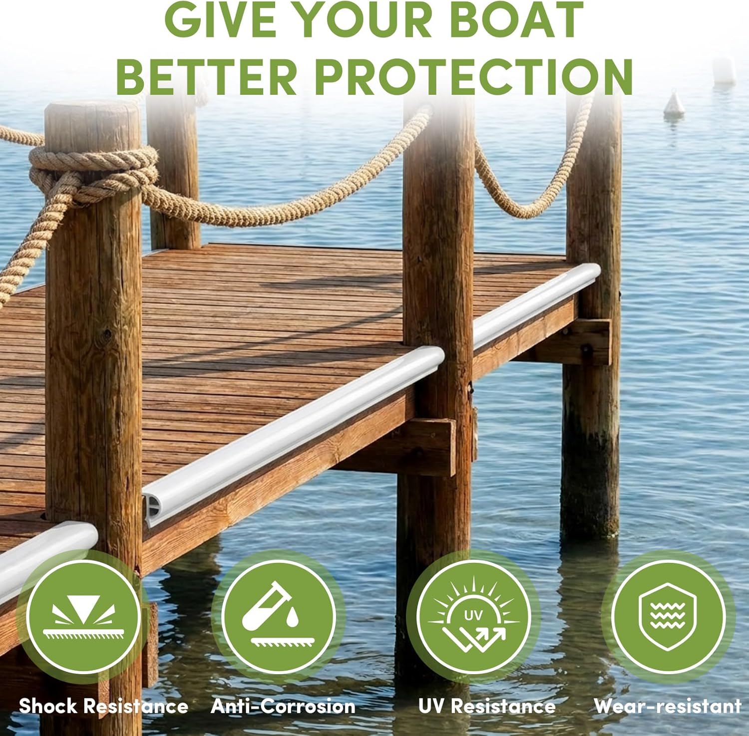 ORLANG 10ft/16.4ft/23ft Marine-Grade Dock Bumpers,PVC Dock Fenders with Stainless Steel Screws and Washers,P-Type Boat Dock Guards,Dock Post Bumpers for Docking Edges, Horizontal Decks or Piers